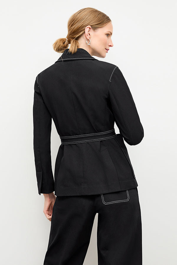 Grenville Jacket - Eco-Friendly Contrast Stitch Denim Alternative in Black | Stylish Outerwear for Casual & Outdoor Activities