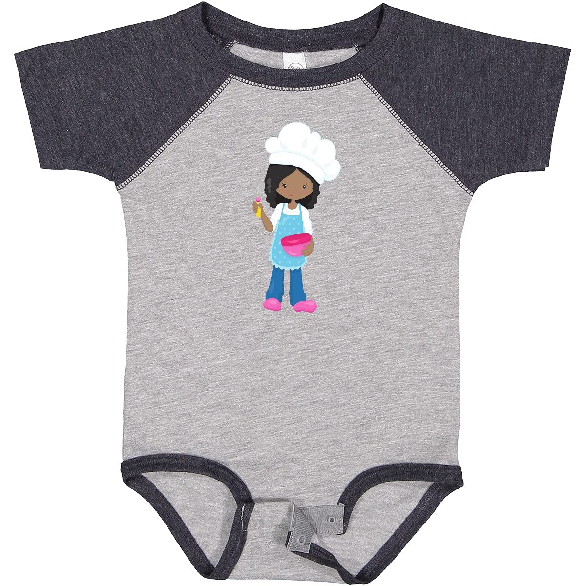 Inktastic African American Girl Baking Baker Pastry Chef Baby Bodysuit - Cute Outfit for Toddler Baking Classes & Birthday Parties