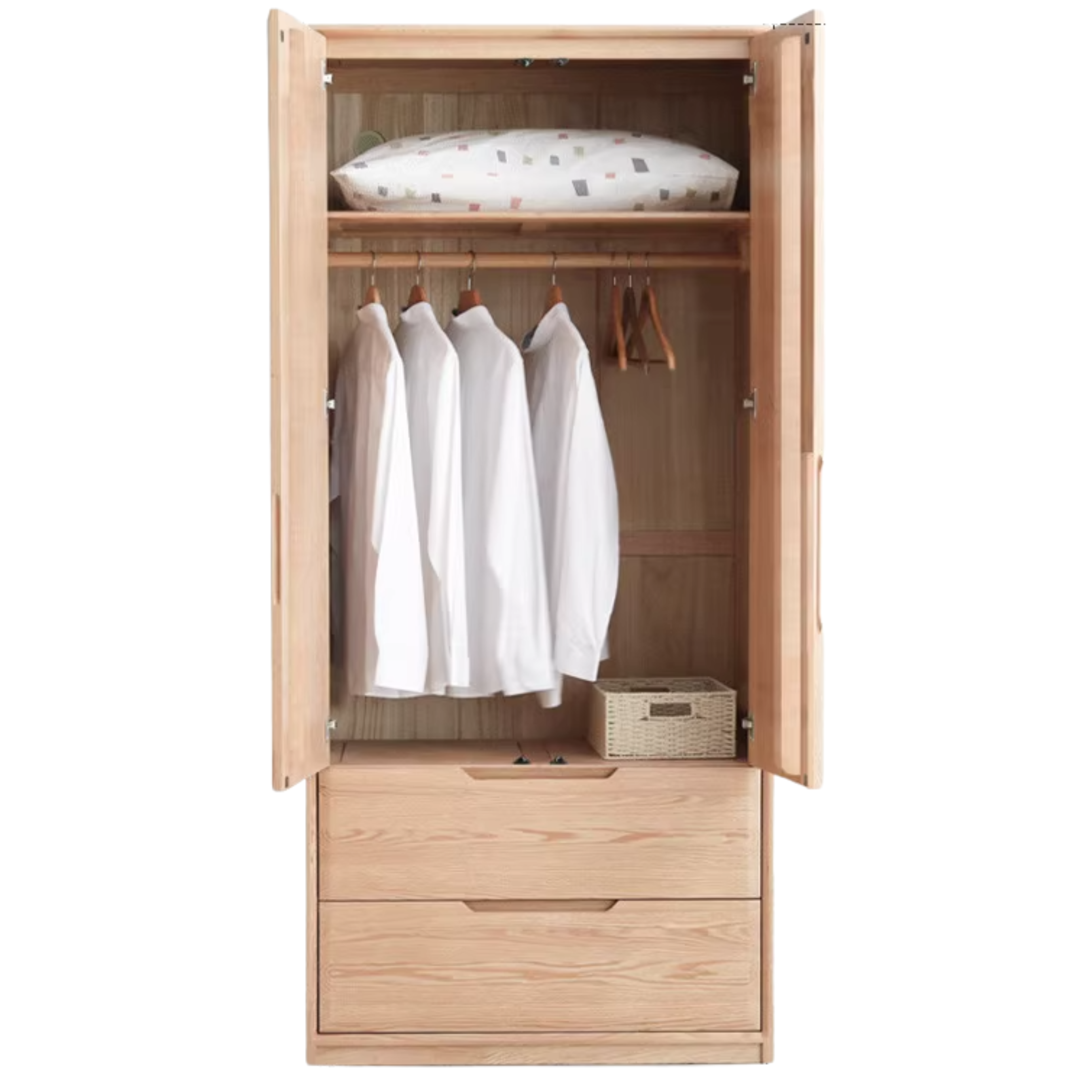 35.4x22.4x86.8 inch / 90x57x220 сm / Creamy - natural color/ Two-Door Wardrobe Type C