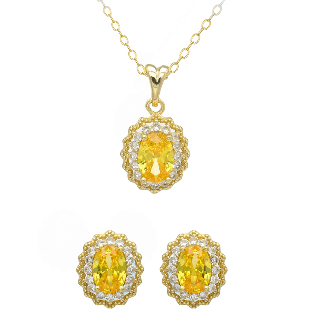Natural Citrine Halo Pendant Necklace for Women - 925 Sterling Silver Gemstone Jewelry - Elegant Gift for Birthday, Anniversary & Special Occasions