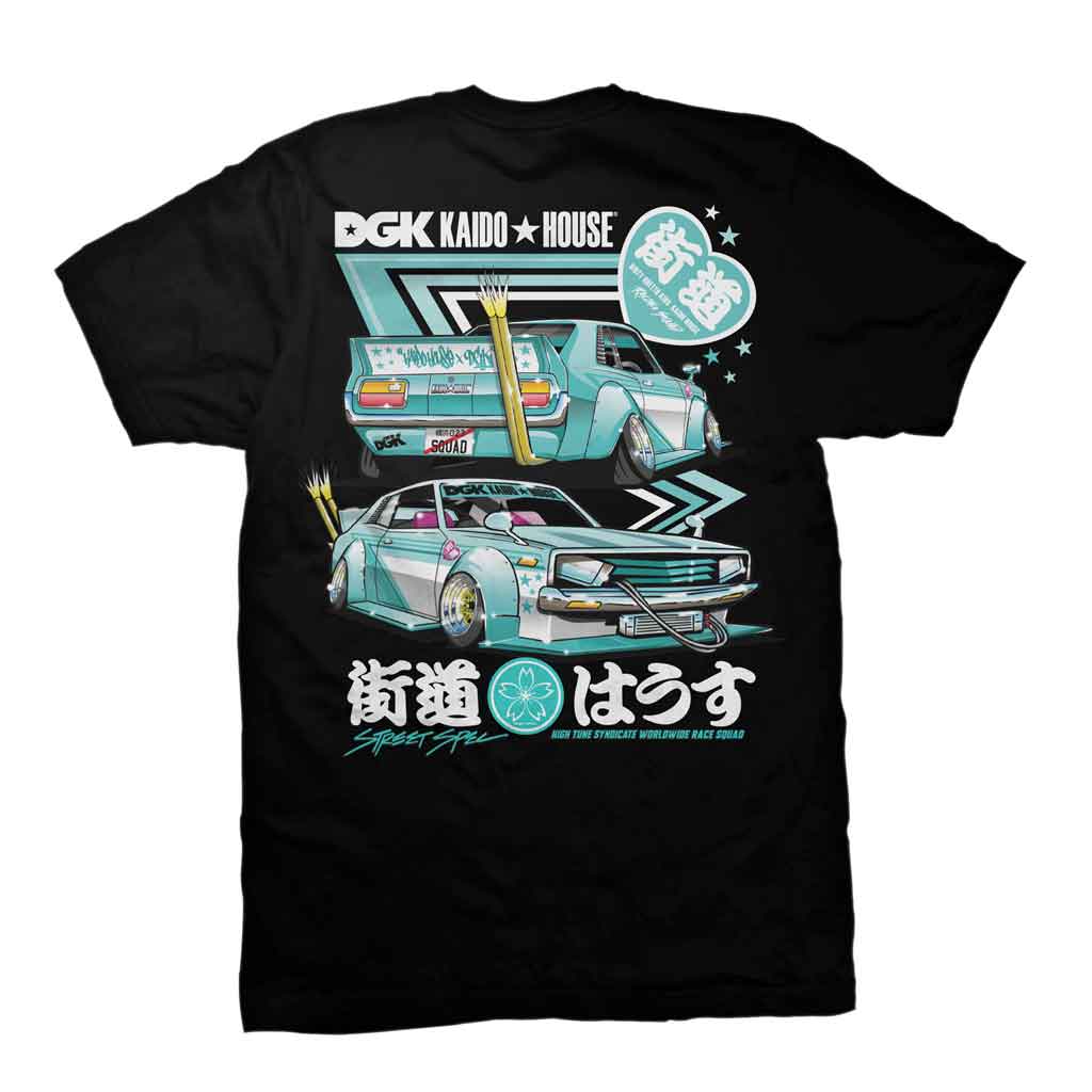DGK x Kaido House Zokusha SS Tee - Black Graphic T-Shirt for Streetwear & Car Enthusiasts | Perfect for Casual Wear, Car Meets & Urban Fashion