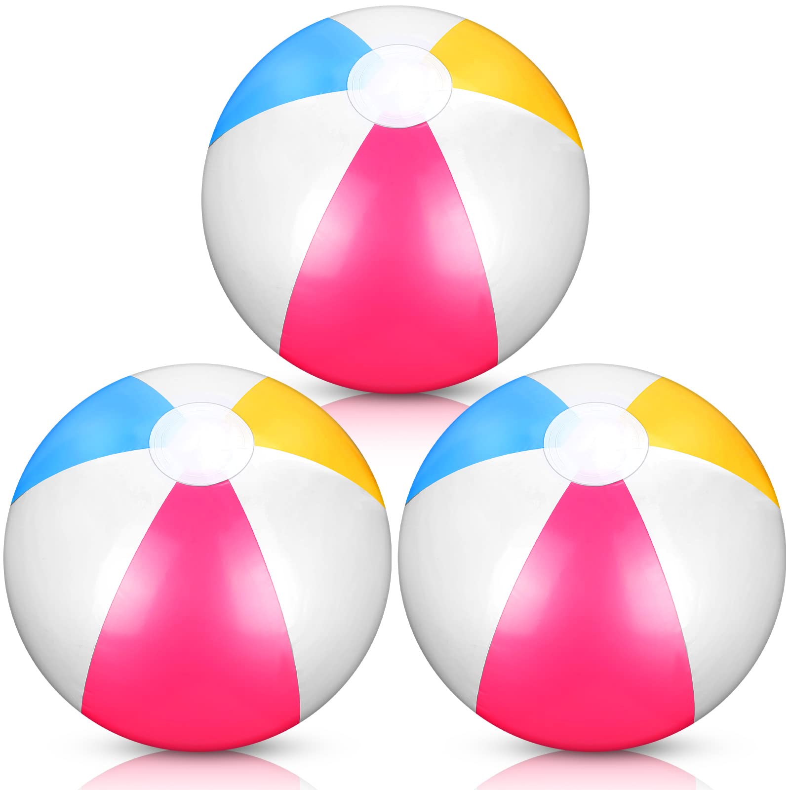 12 Inch Inflatable Beach Balls 3-Pack - Colorful Swimming Pool Toys for Summer Parties, Outdoor Water Activities & Birthday Favors | Perfect for Pool Floats, Beach Games & Kids Water Play