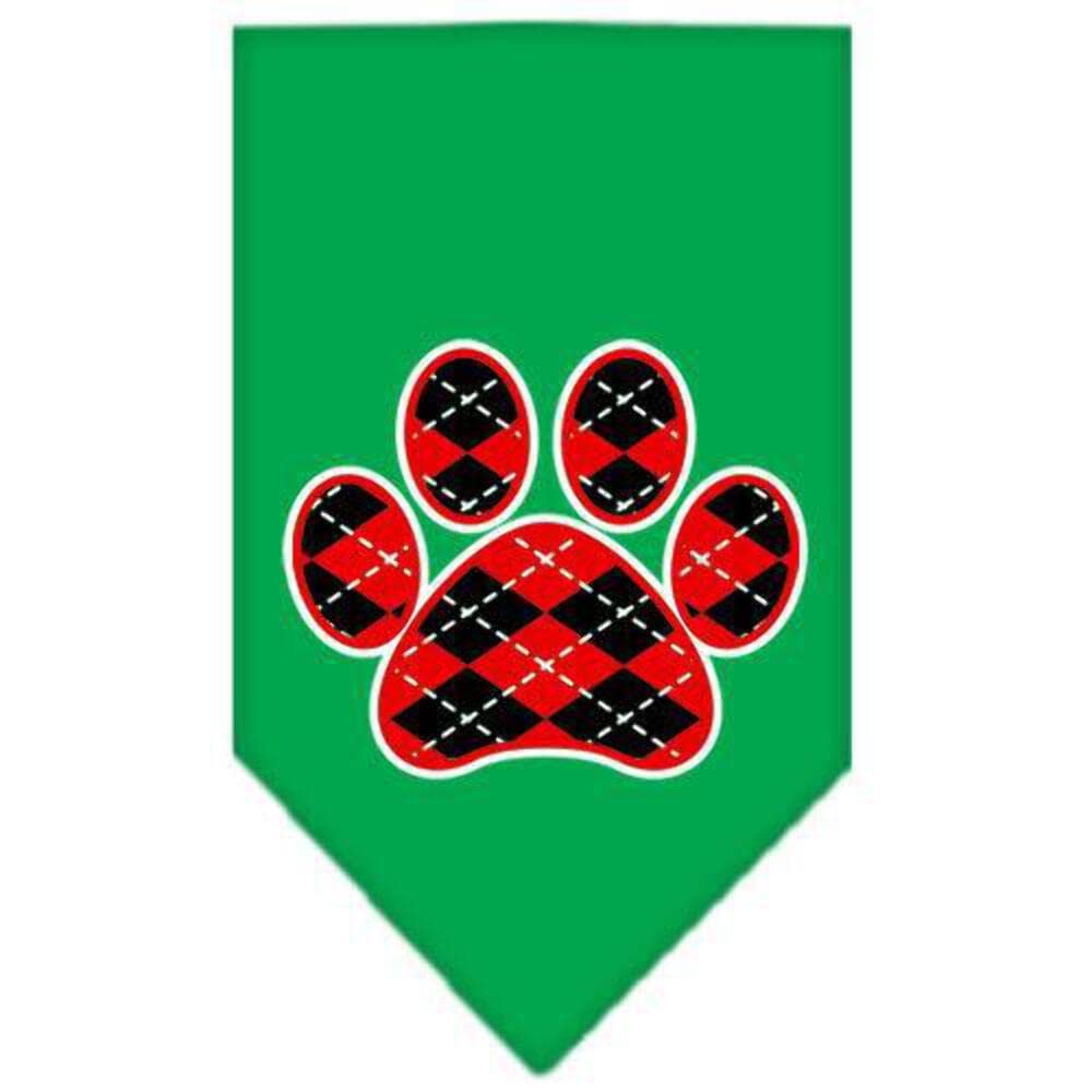 Red Argyle Paw Print Dog Bandana - Large Size, Soft & Durable Pet Bandana for Dogs & Cats - Perfect for Holidays, Birthdays & Photo Shoots
