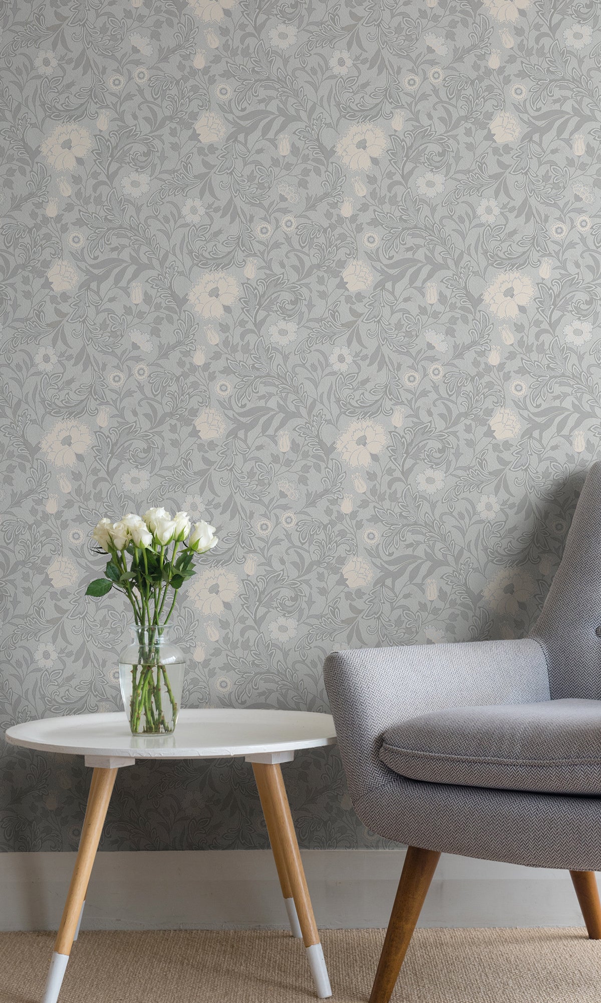 Blue Elegant Floral Trail Print Wallpaper R9525 - Peel and Stick Removable Wallpaper for Bedroom, Living Room, Nursery Decor