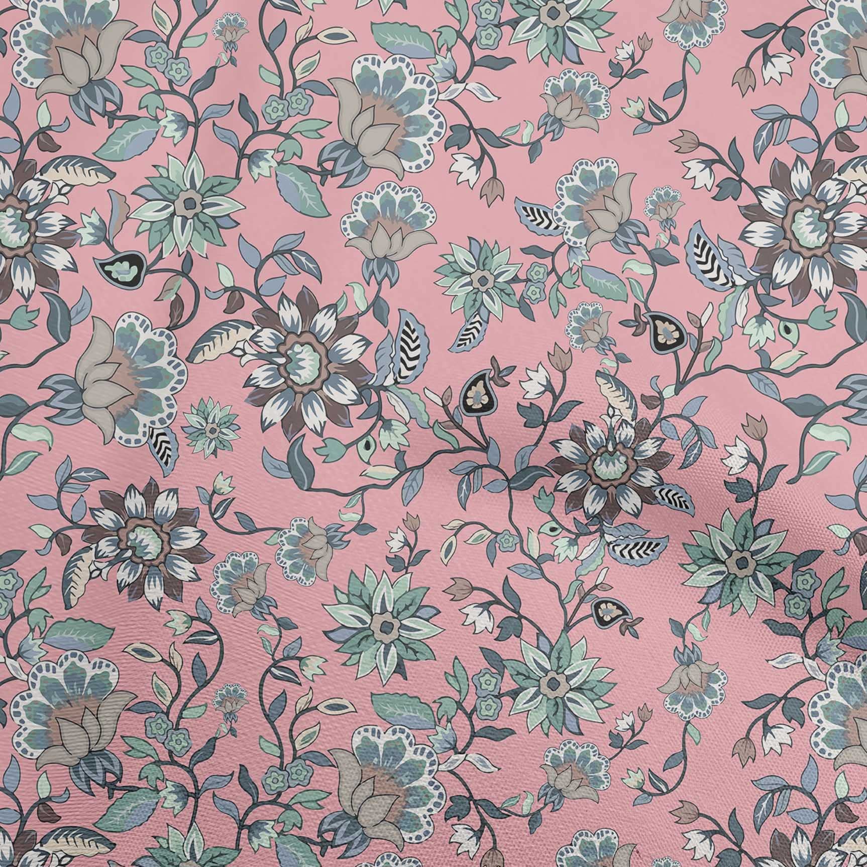 oneOone Cotton Jersey Light Pink Suzani Print Fabric by The Yard - 58 Inch Wide Soft Dress Material for DIY Asian-Inspired Clothing & Home Decor Projects