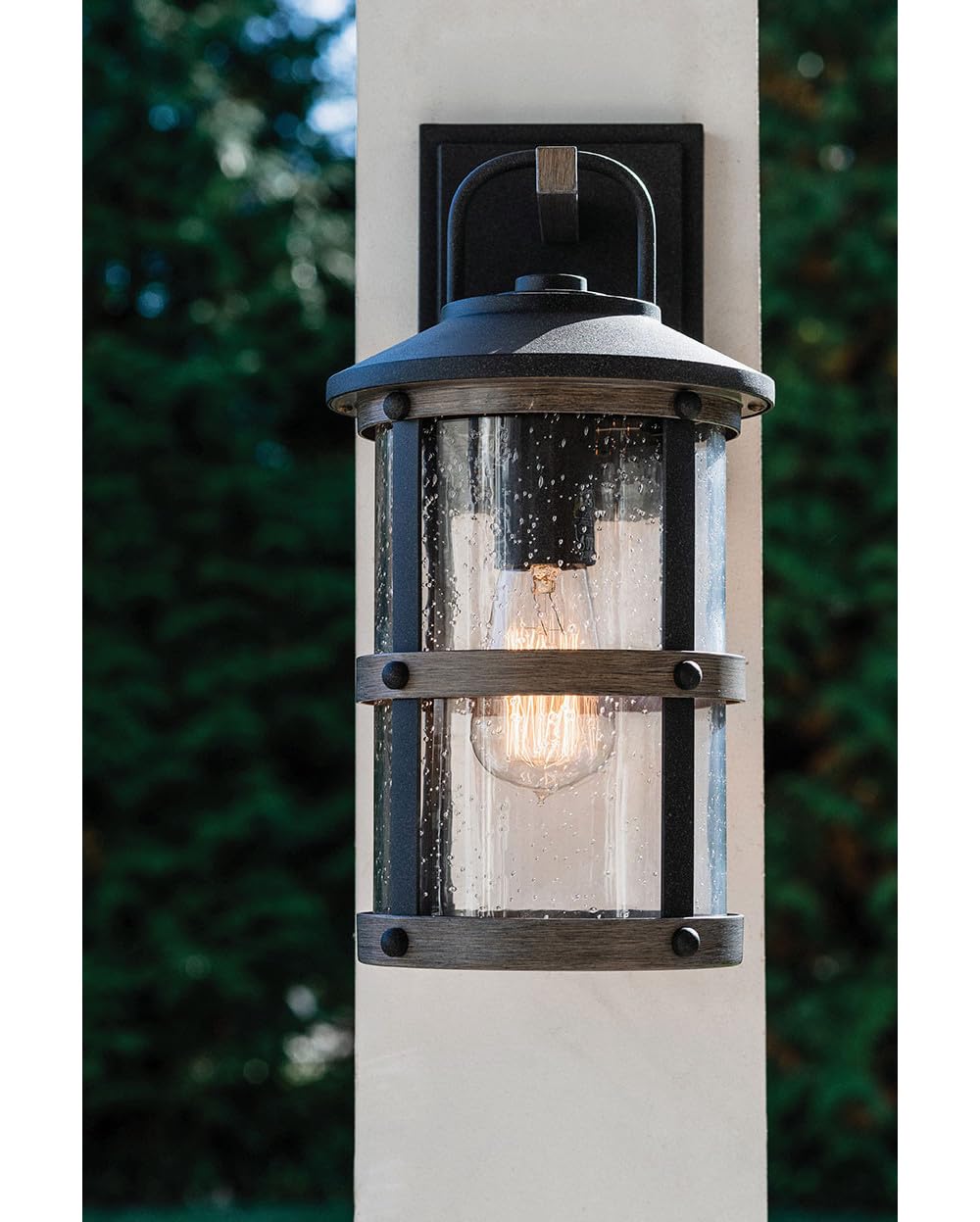 Hinkley Lakehouse 2680BK Small Outdoor Wall Lantern - Coastal & Nautical Style Black Wall Sconce with Clear Seedy Glass - Perfect for Porch, Patio, Garden, and Beach House Lighting