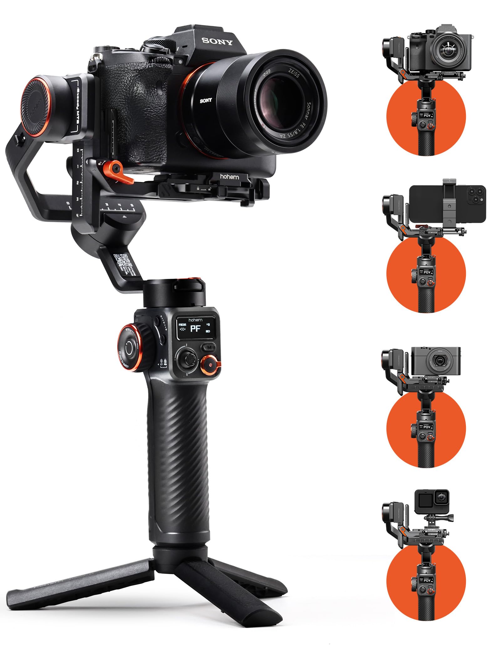 Hohem iSteady MT2 3-Axis Gimbal Stabilizer for Mirrorless, Pocket & Action Cameras - Compatible with Canon, Sony, Nikon & iPhone - OLED Display Camera Stabilizer for Vlogging, Travel & Professional Videography