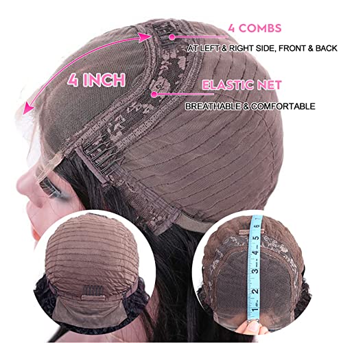 MDL Hair 20inch Brazilian Human Hair Wigs - 4x4 Lace Closure, 180% Density Body Wave Lace Front Wig with Baby Hair (Natural Black) | Perfect for Daily Wear, Cosplay & Special Occasions