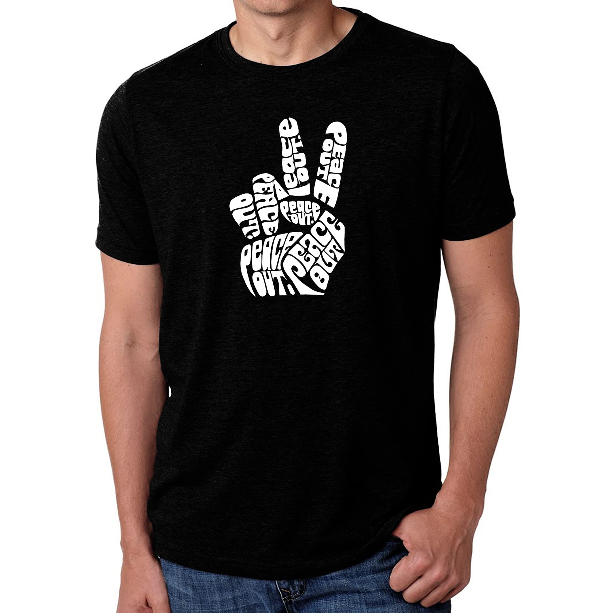 Men's Premium Blend Word Art T-Shirt - Peace Out Design | Comfortable Cotton Casual Tee for Streetwear, Music Festivals & Everyday Wear