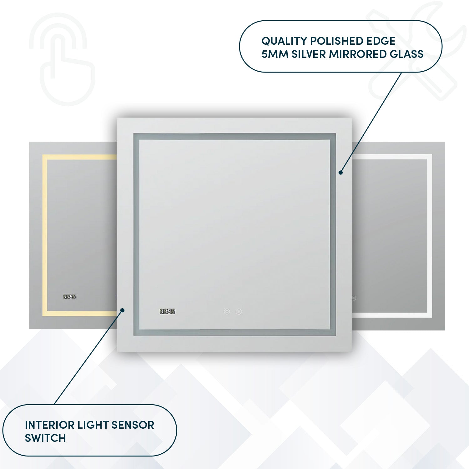 Aquadom Daytona 60x36 Inch LED Bathroom Mirror with Lights - Modern Vanity Mirror for Makeup, Shaving & Home Decor (Wall Mount or Freestanding)