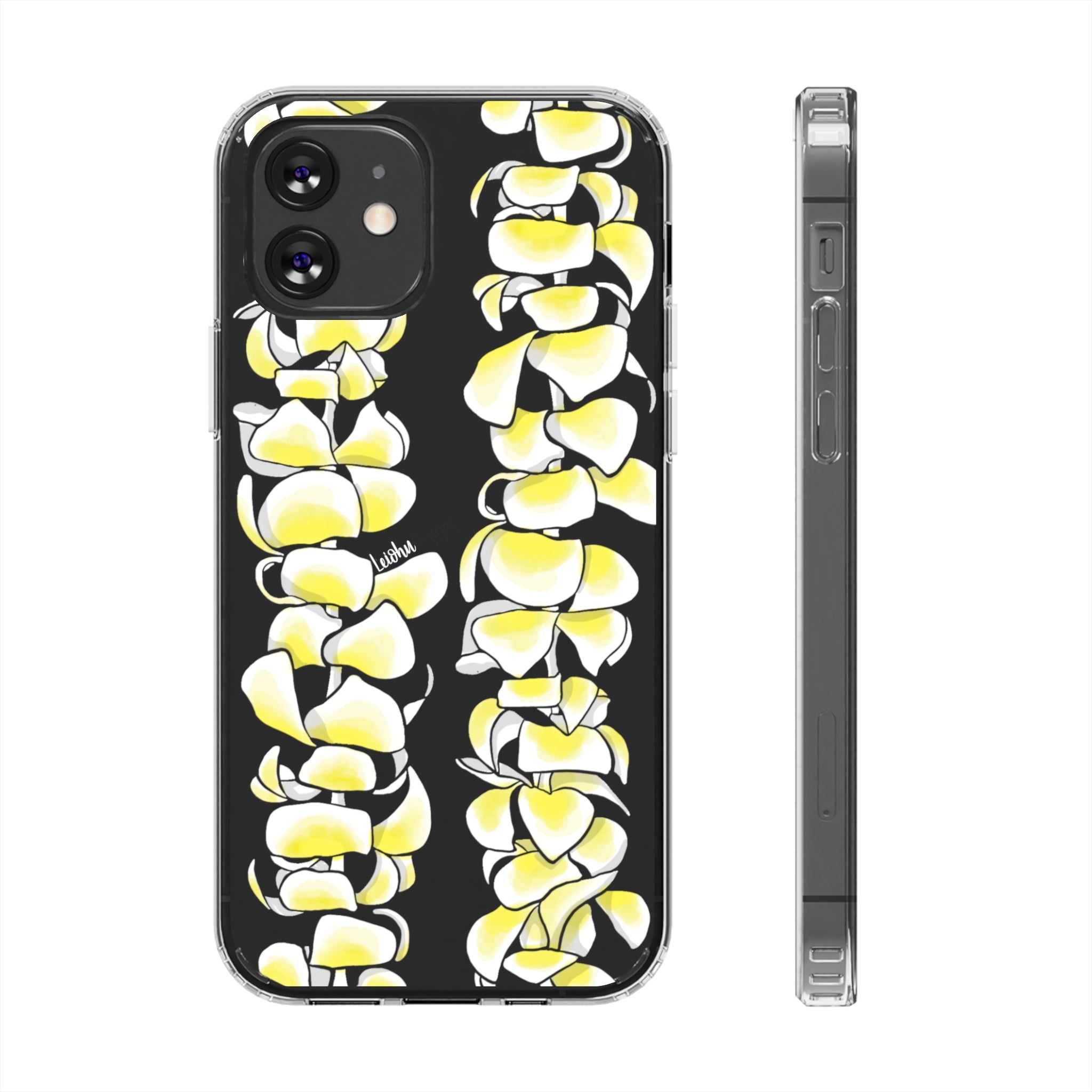 Hawaiian Plumeria Flower Lei Design Clear Phone Case - Durable Protective Cover for iPhone & Samsung - Perfect for Luau Parties, Beach Vacations & Summer Festivals