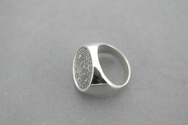 Mayan Calendar Signet Ring - 925 Sterling Silver Zodiac Jewelry for Men & Women - Perfect for Gifts, Spiritual Healing & Astrology Enthusiasts