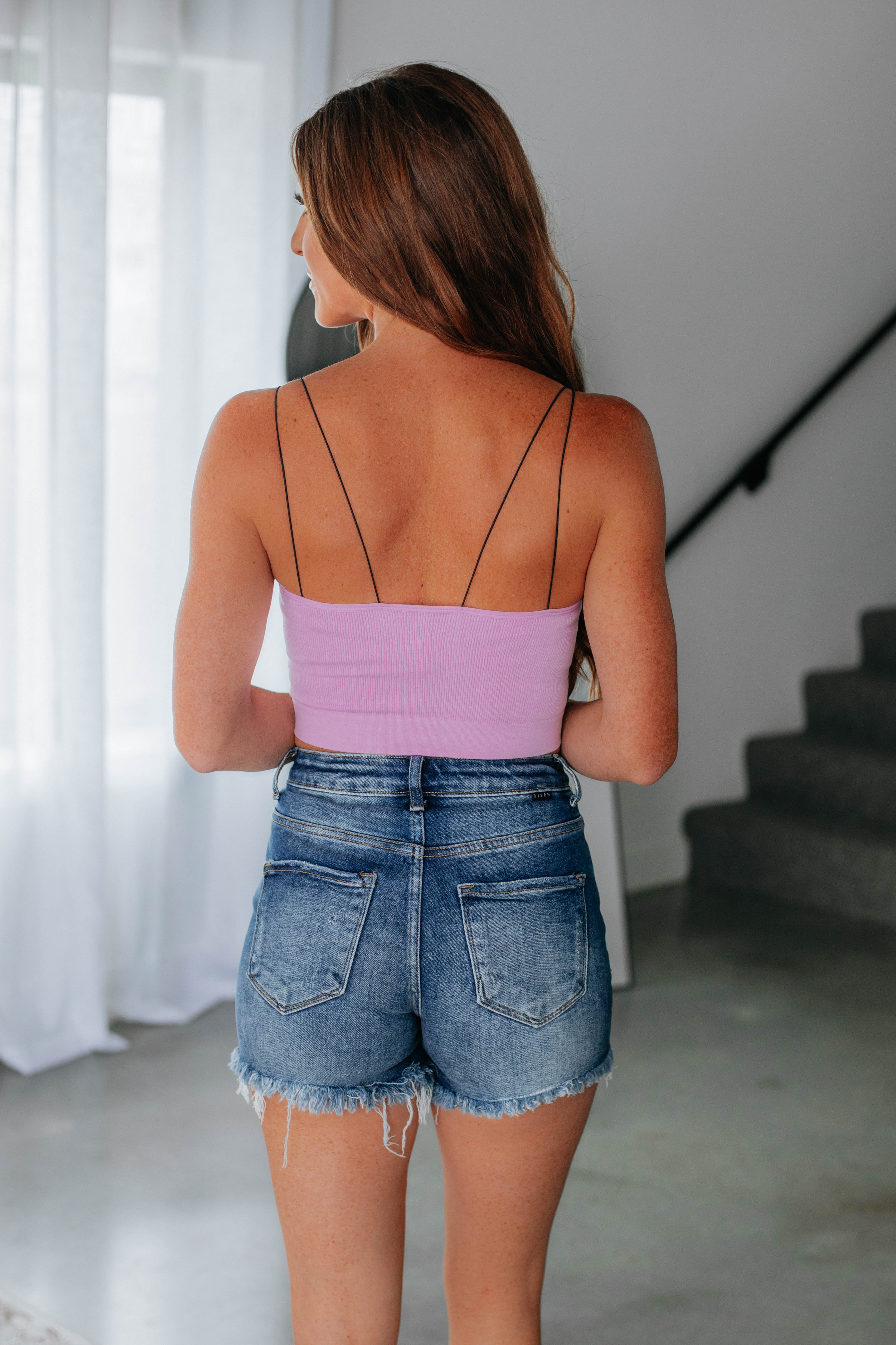 Alani Ribbed Brami - Women's Long Sleeve Bodysuit in Soft Lilac | Perfect for Layering, Casual Wear & Date Nights