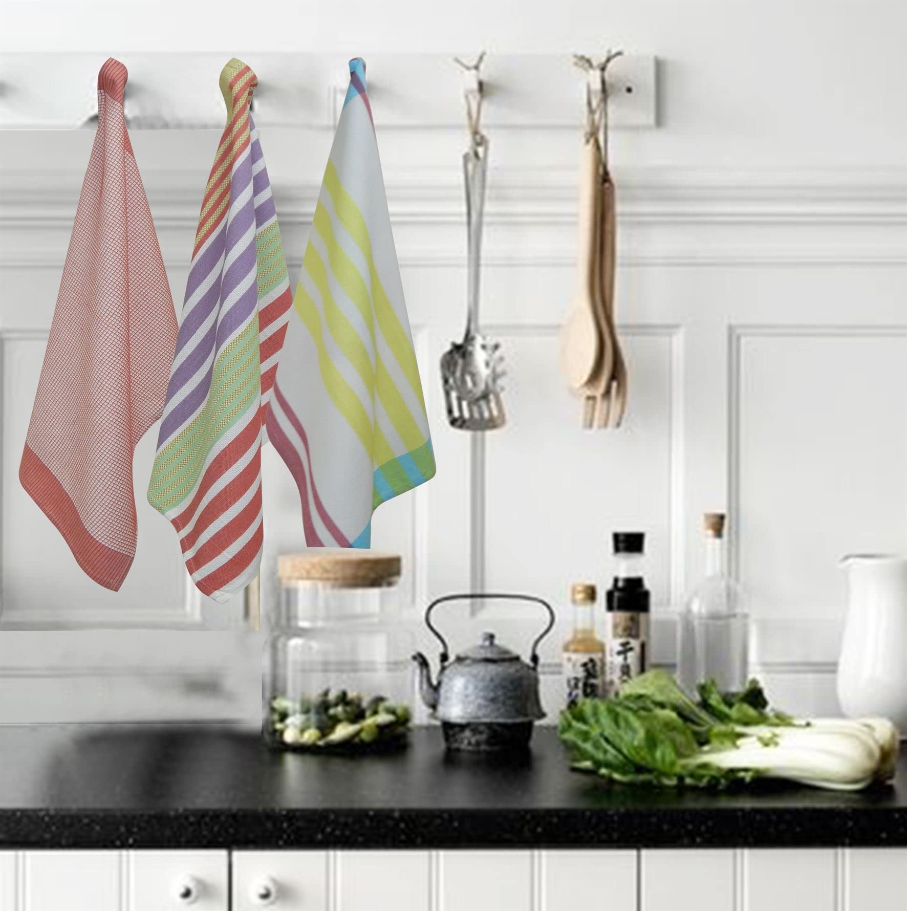 Premium Cotton Absorbent & Quick Dry Kitchen Towels Set of 3 - 20