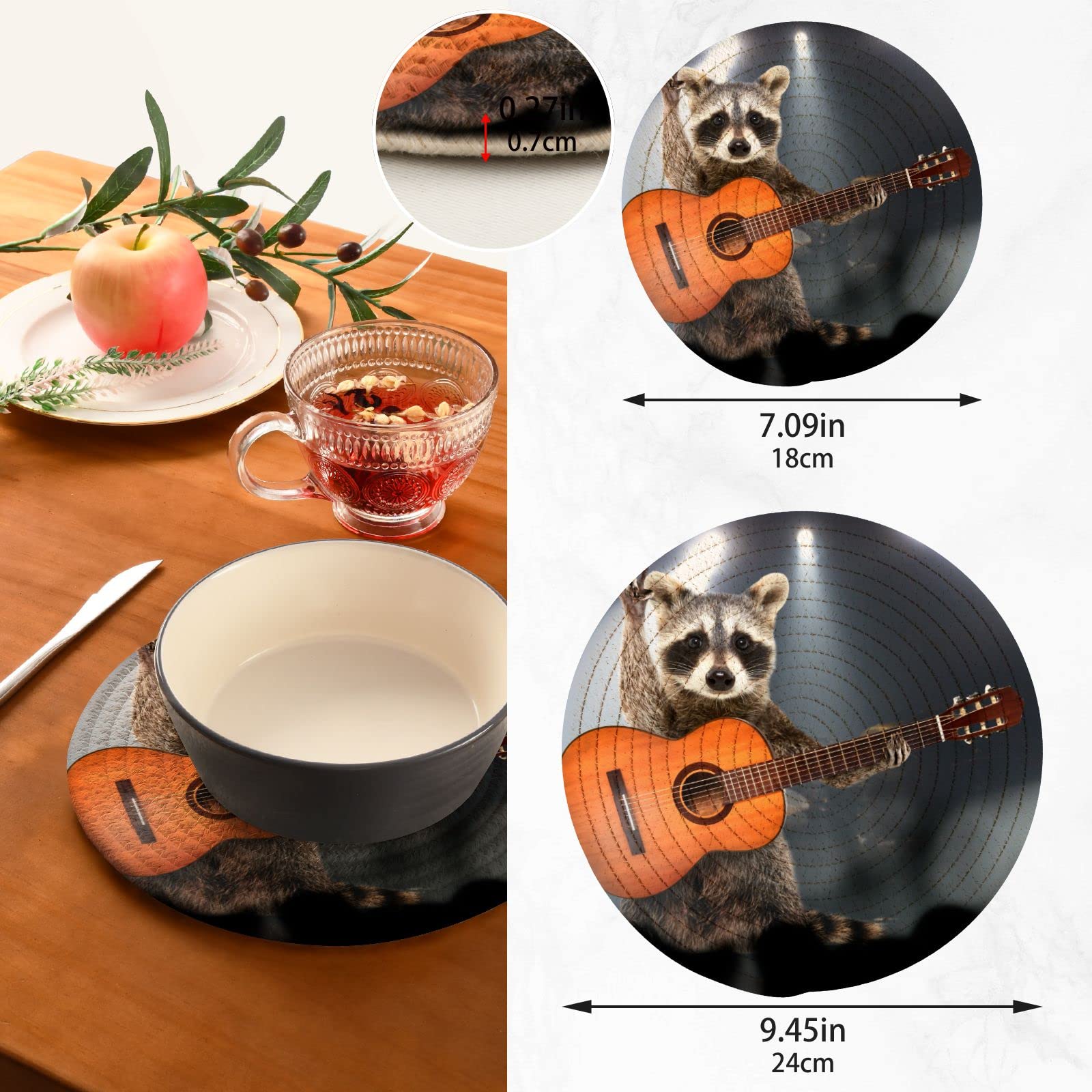 Raccoon Guitar Pot Holders Set of 2 - Heat Resistant Cotton Kitchen Potholders & Mini Backpack for Students - Perfect for Cooking, Baking, and School Use