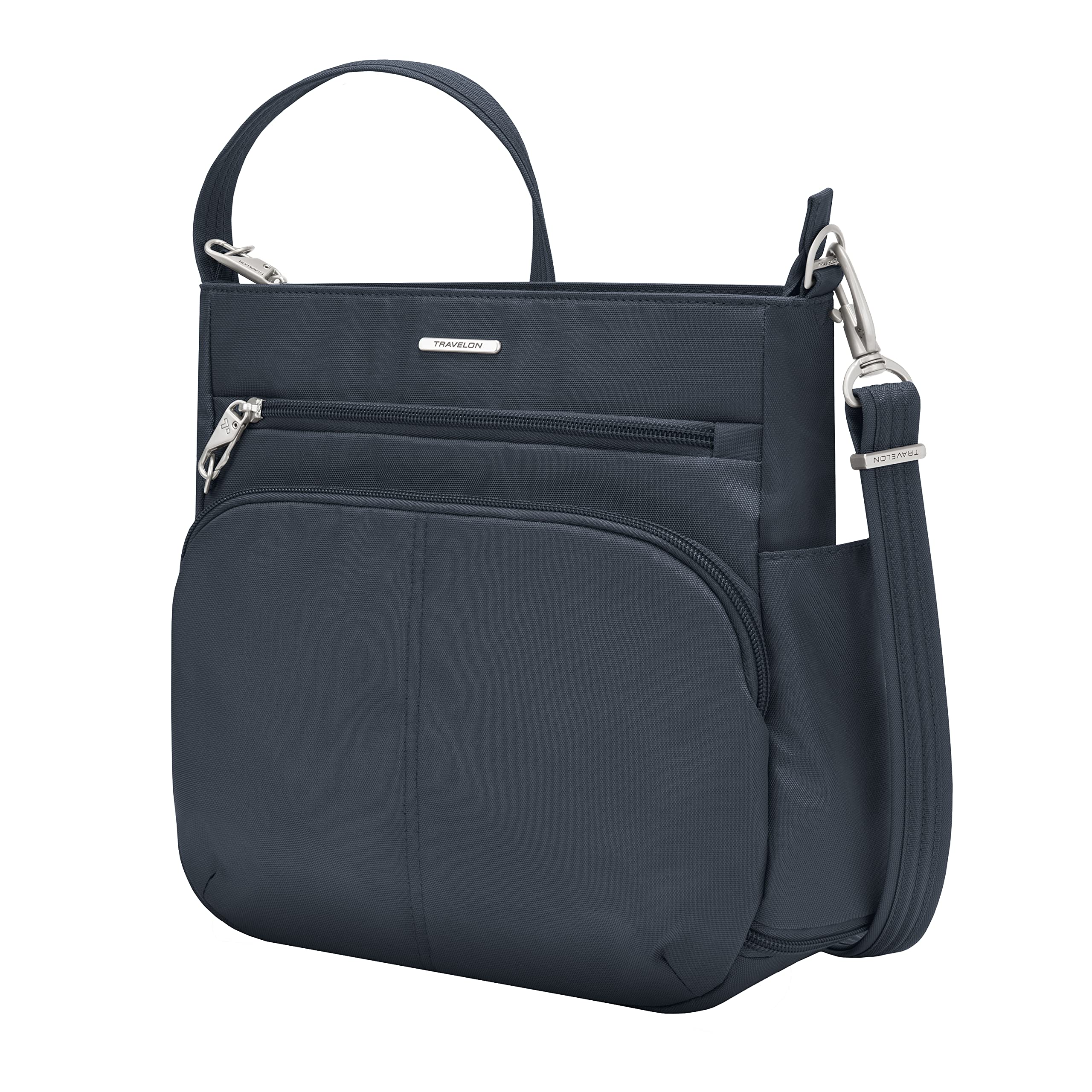 Travelon Anti-Theft Crossbody Bag for Women & Men - Secure RFID Blocking Purse for Travel, Commuting & Daily Use - Lightweight & Durable Nylon Design (Classic North/South Style)