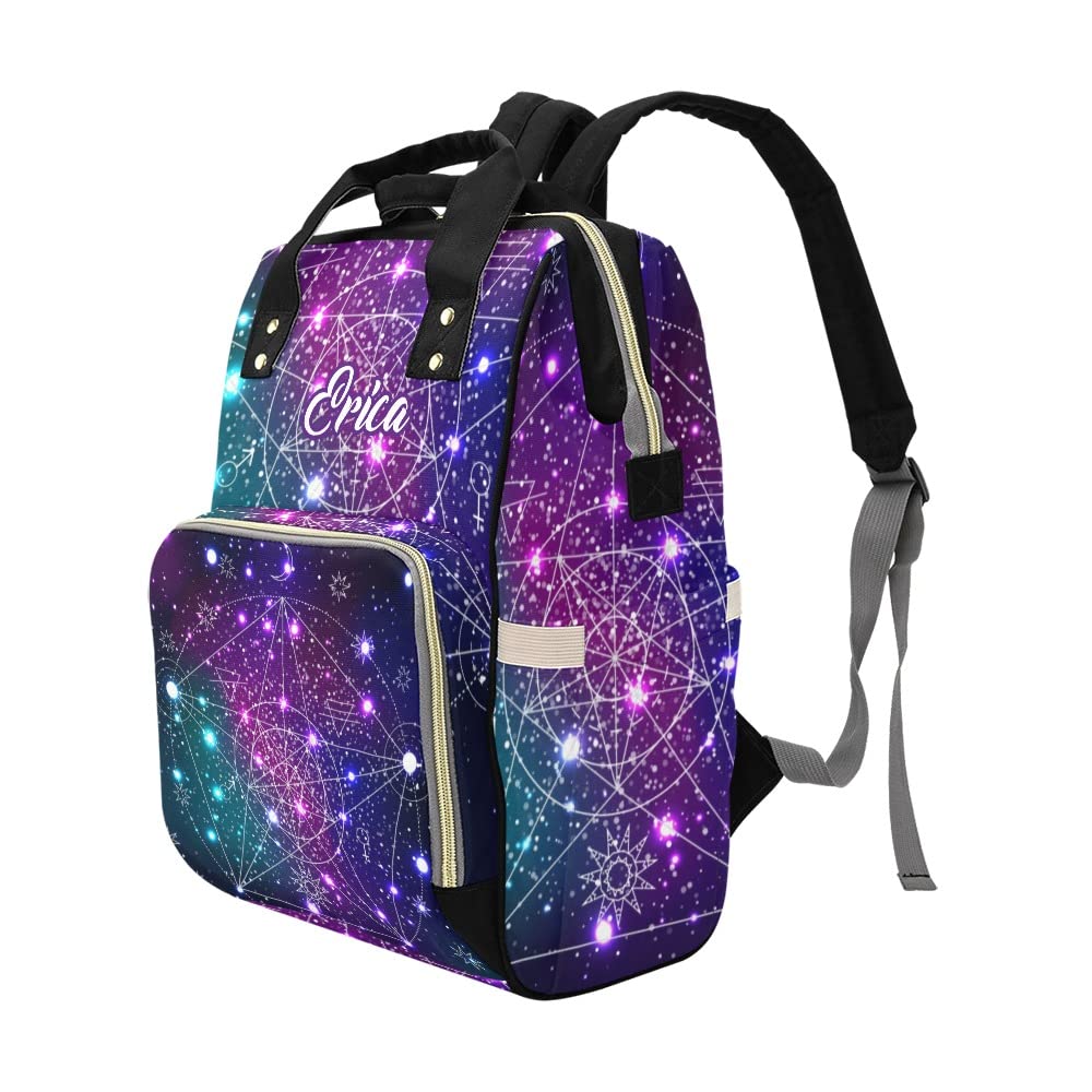 Personalized Galaxy Print Diaper Bag - Custom Name Waterproof Tote & Nursing Backpack for Moms | Travel, Outdoor & Daily Use Baby Essentials Carrier