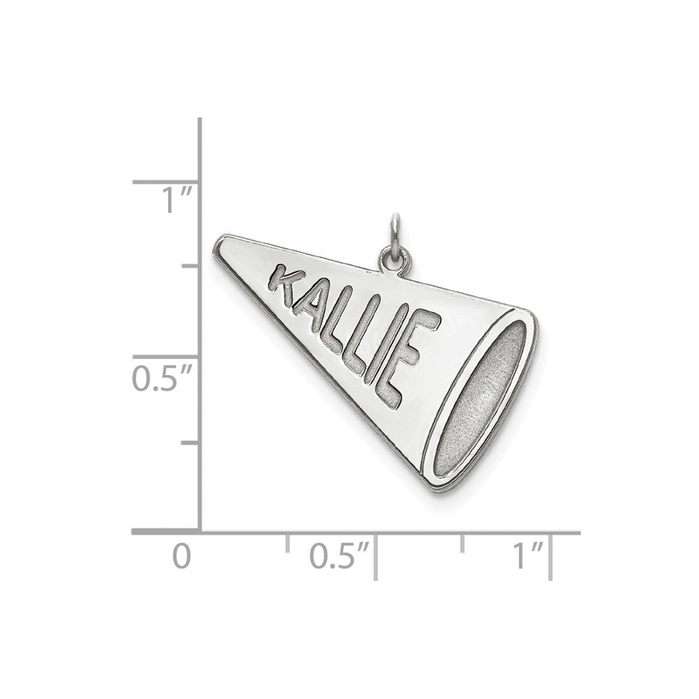 925 Sterling Silver Personalized Laser Engraved Name Megaphone Charm Pendant - Perfect for Cheerleading Gifts, Sports Team Jewelry & Custom Keepsakes