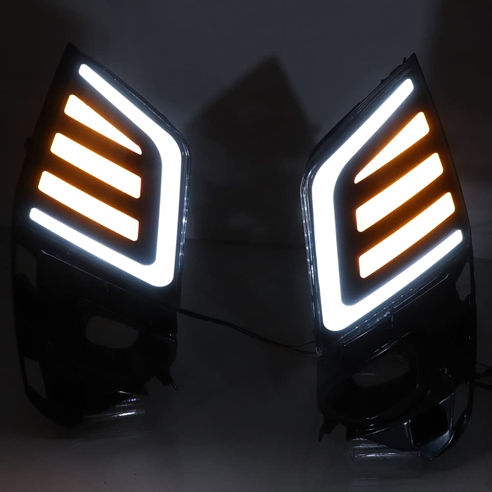 White/Amber DRL Switchback LED Turn Signal Lights - Daytime Running Lights & Fog Lamps for Nissan Patrol 2021 - Front Bumper Blue Night Light - Perfect for Off-Road Driving & Night Visibility