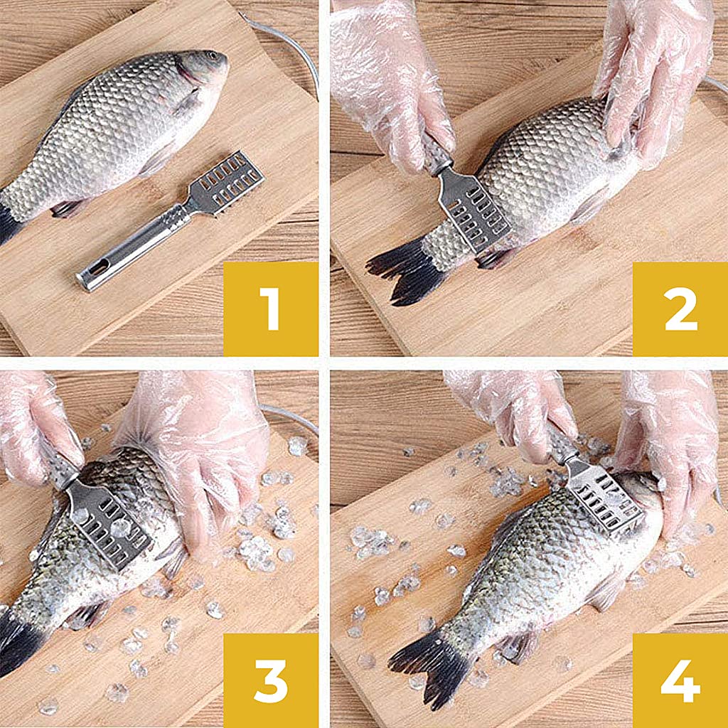 2PCS Stainless Steel Fish Scale Remover & Scraper - Quick & Easy Fish Cleaning Tool for Kitchen, Camping, and Outdoor Cooking