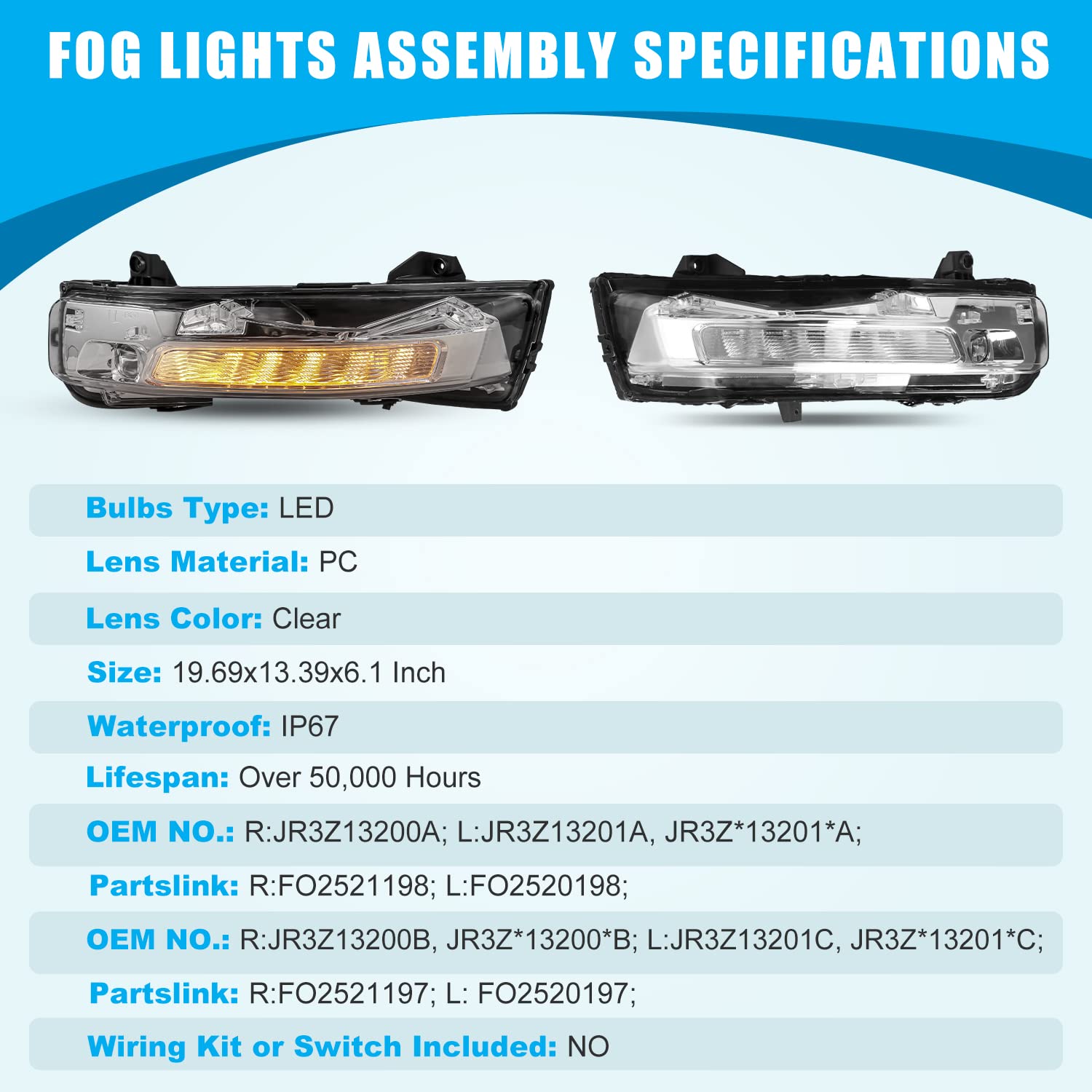 **2018-2020 Ford Mustang Fog Light Replacement - CPW Sequential LED Turn Signal & Running Light Kit (Driver & Passenger Side) - Perfect for Night Driving & Enhanced Visibility**