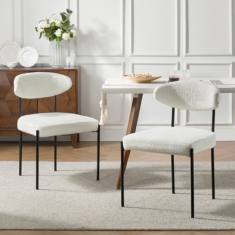 Konstantin Boucle Modern Dining Chair - Mid Century Upholstered Accent Chair for Kitchen, Dining Room & Office - Comfortable Velvet Fabric Seat with Wooden Legs