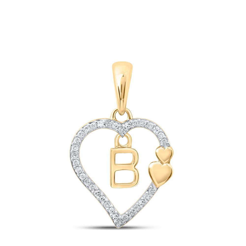 Dazzlingrock Collection 10k Yellow Gold Women's Round Diamond Heart Letter 