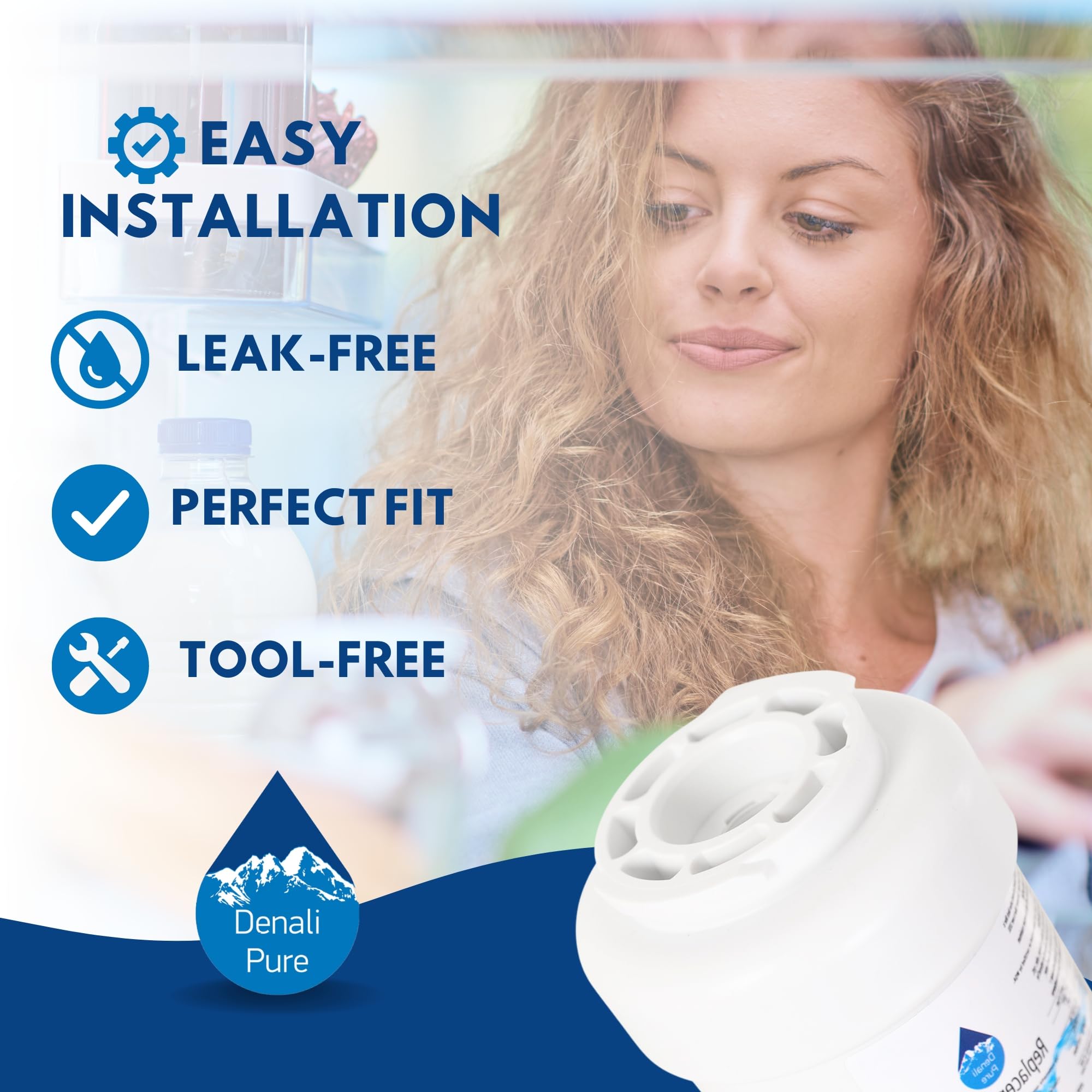 3-Pack GE GSH22UFRJBB Refrigerator Water Filter Replacement - Compatible with MWF & MWFP Fridge Filters | Clean Drinking Water for Home & Office Use