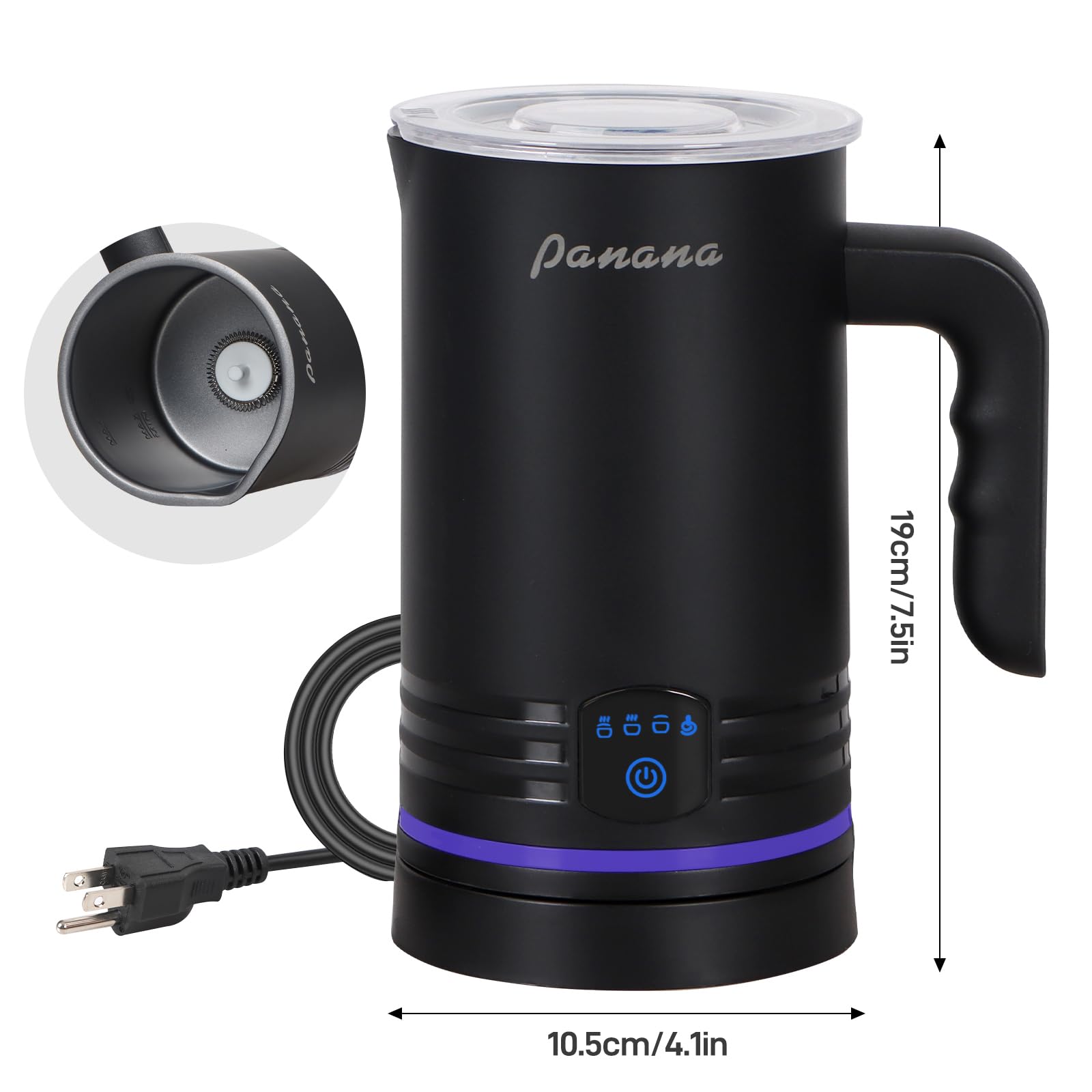 Electric Milk Frother & Steamer - 4-in-1 Automatic Warm & Cold Foam Maker (14.5oz/430ml) for Coffee, Latte, Cappuccino, Macchiato & Hot Chocolate - Perfect for Home Baristas & Coffee Lovers (Black)