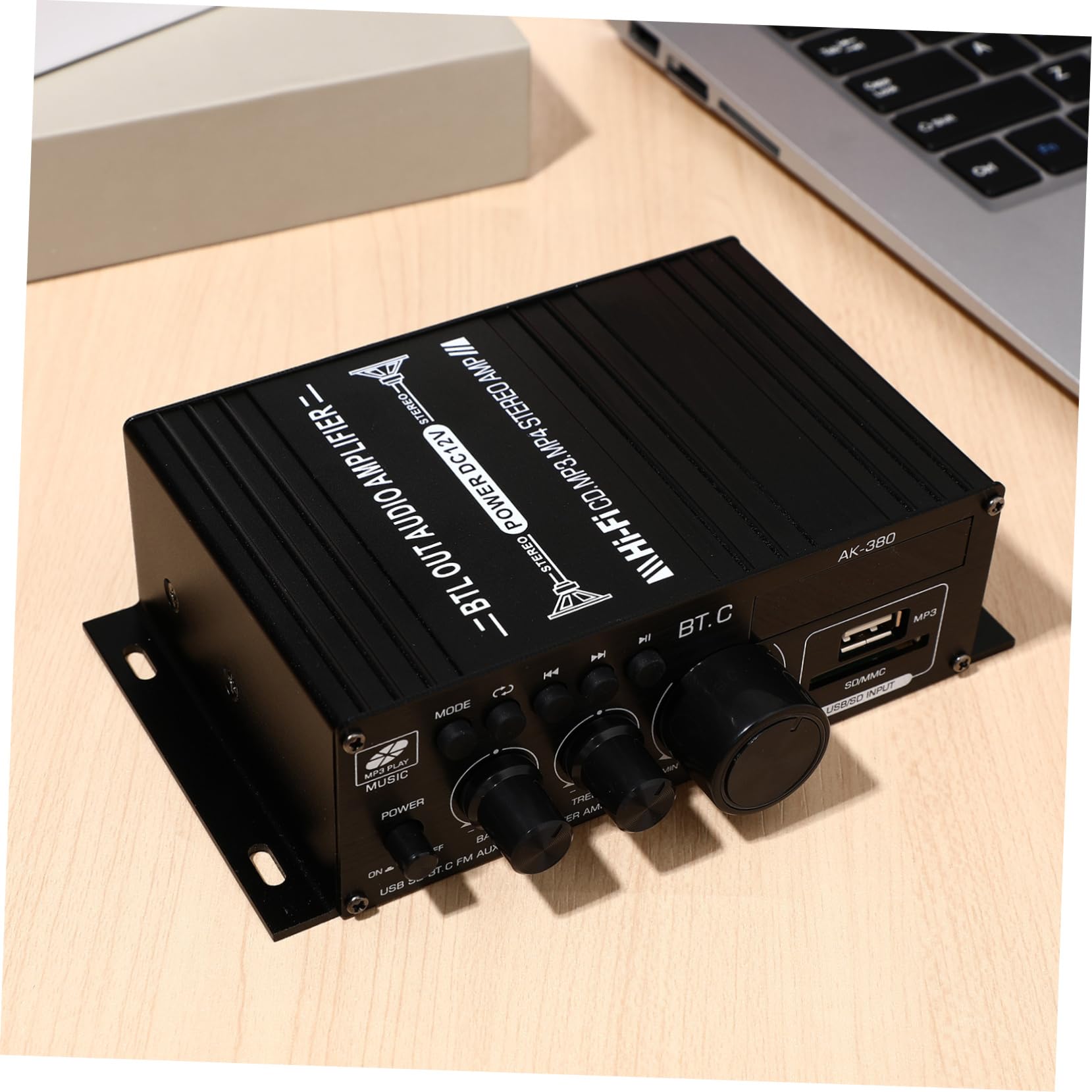 Hoement 12V Car Audio Amplifier AK380 - 4 Channel Stereo Receiver for Home & Car Sound System, High Power Speaker Amp for Enhanced Music Experience | Perfect for Road Trips, Parties & Home Theater