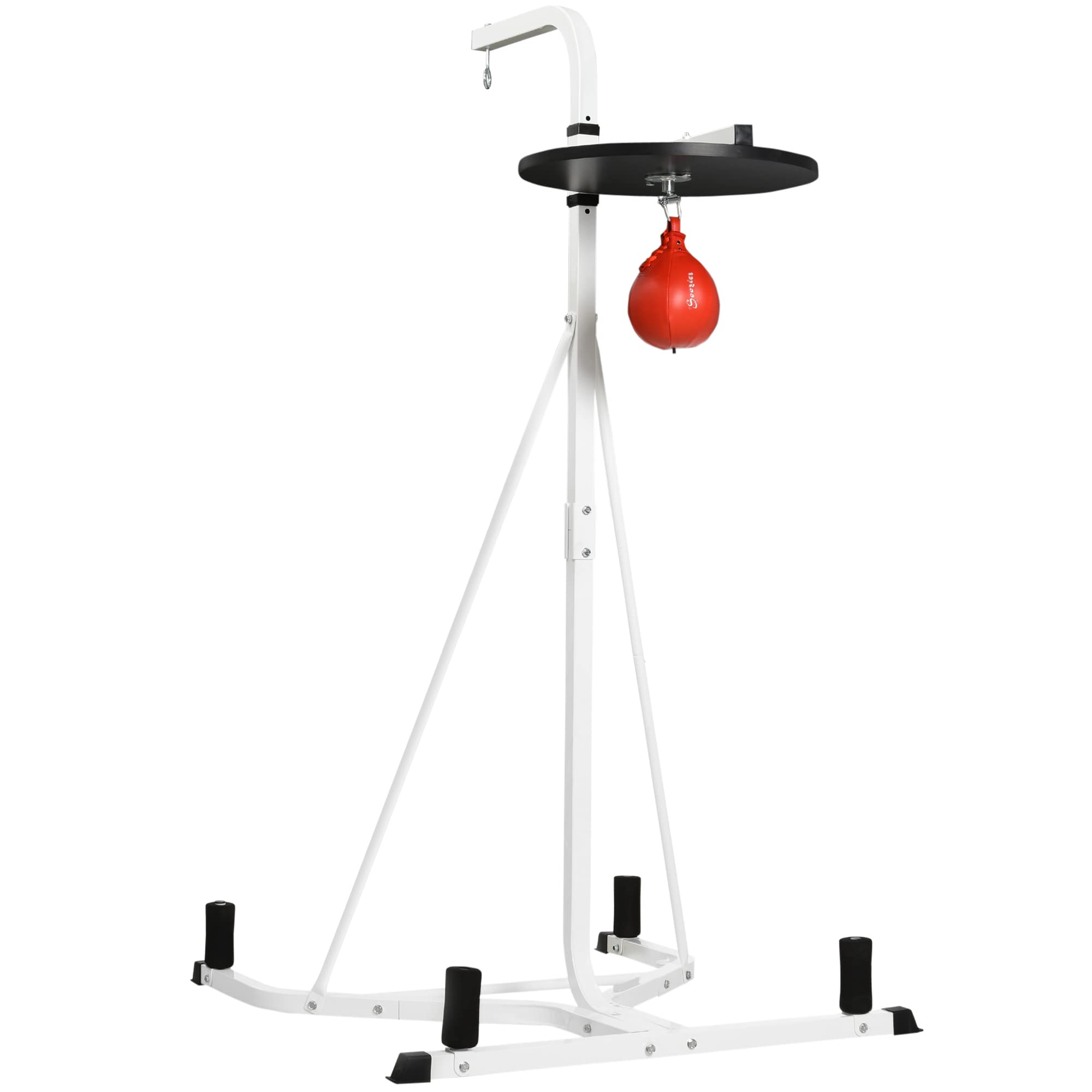 Soozier 2 in 1 Adjustable Height Punching Bag Stand with Weighted Base & Speed Bag - Heavy Duty Freestanding Boxing Stand for Home Gym, MMA Training, Kickboxing & Fitness Workouts