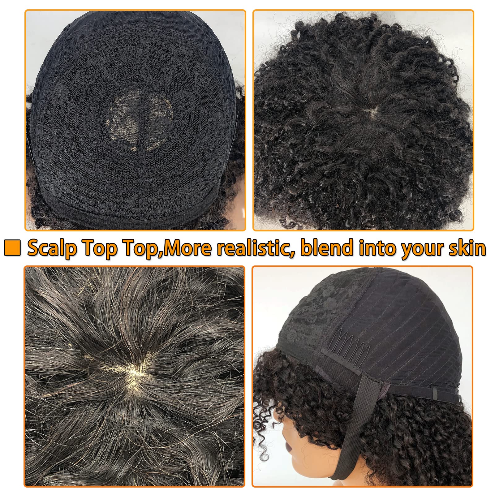 Zigzag Afro Kinky Curly Human Hair Wig with Bangs - 20 Inch Short Machine Made Scalp Top Wig 250% Density for Black Women | Perfect for Daily Wear, Cosplay & Special Occasions