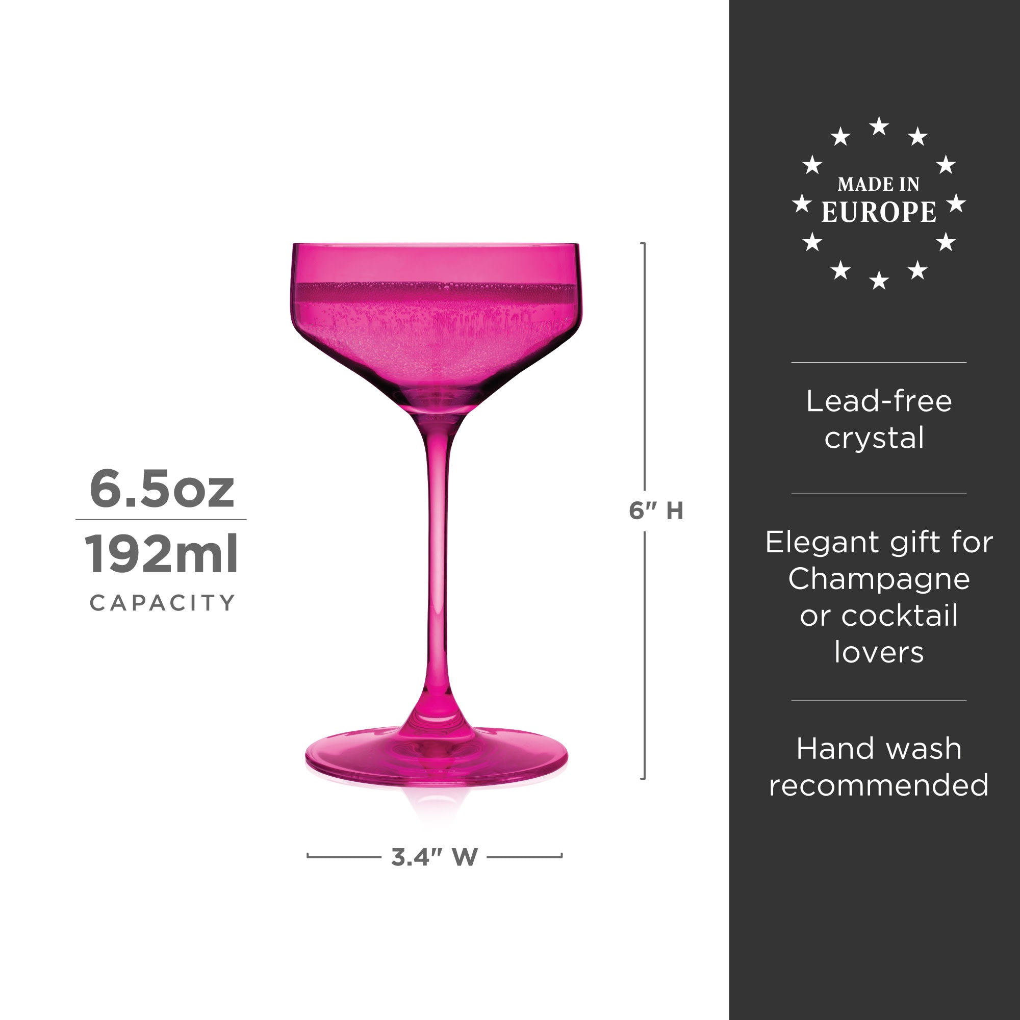 Premium Reserve Nouveau Crystal Coupe Glasses - Elegant Berry Wine Glasses Set of 2 for Champagne, Cocktails & Special Occasions