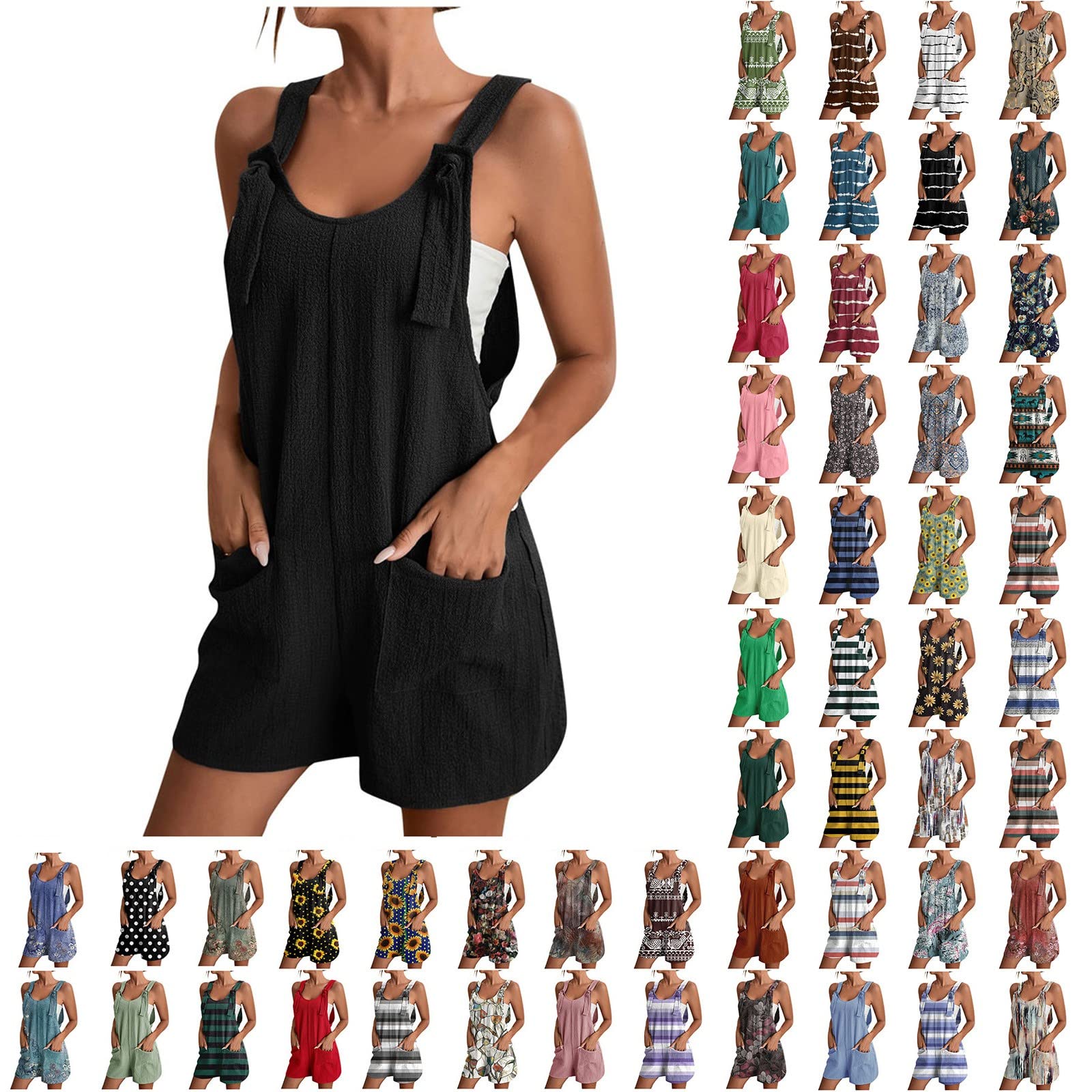 Women's Summer Romper Jumpsuit Overalls - Lightweight Dressy Casual Outfit for Running & Outdoor Activities (AI-Army Green, Size L) | Perfect for Beach Vacations, Music Festivals & Summer Parties