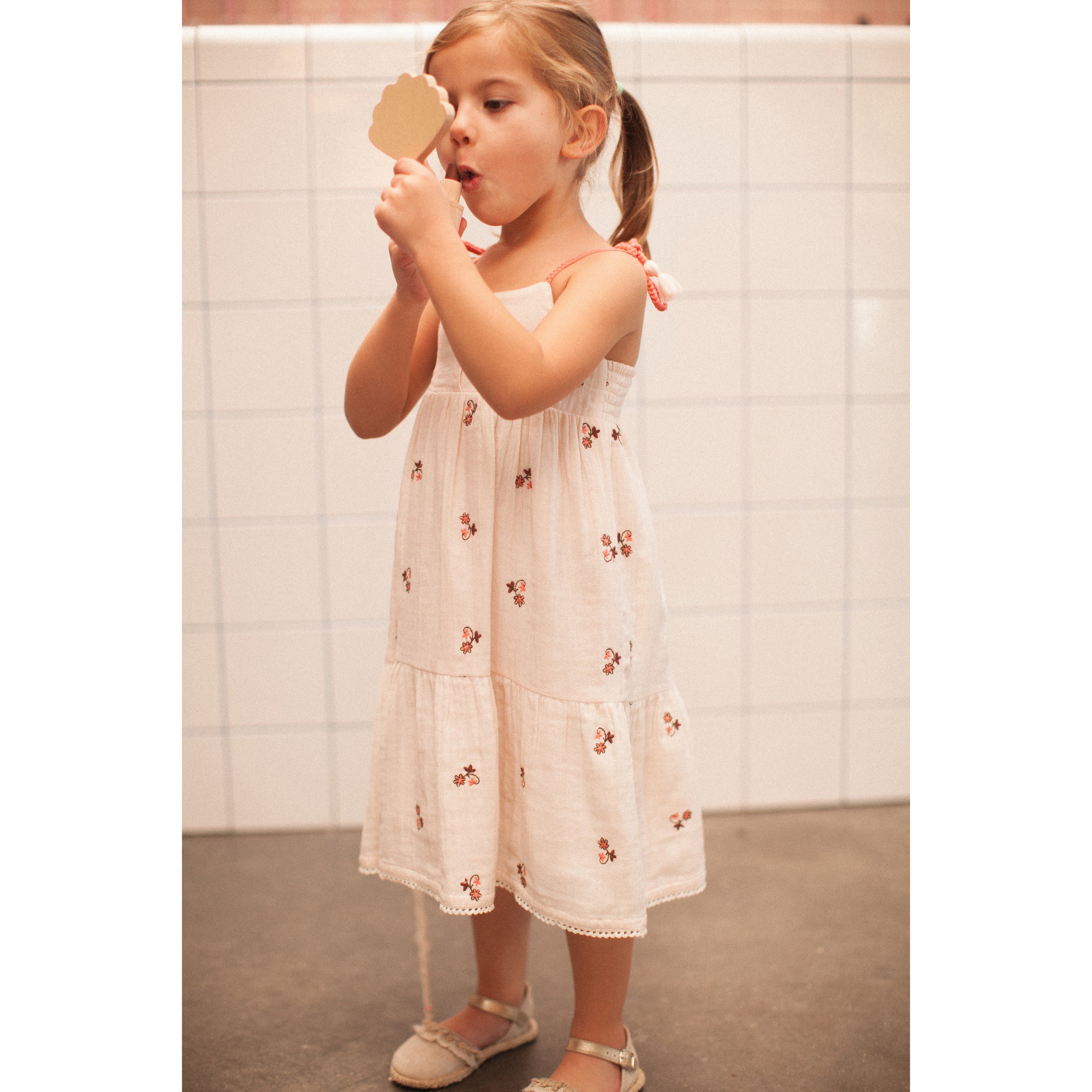 Bonheur du Jour Paris Girl Dress Pink - Elegant Floral Summer Dress for Girls | Perfect for Parties, Weddings & Special Occasions