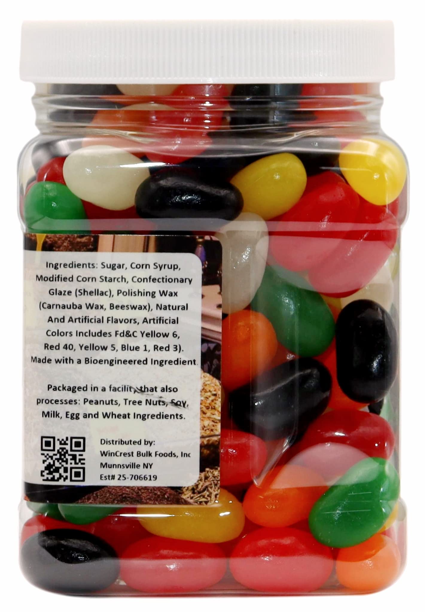 WinCrest Jumbo Spiced Jelly Beans - 2 Pound Bulk Gummy Candy Tub | Perfect for Halloween Treats, Party Favors & Office Snacks