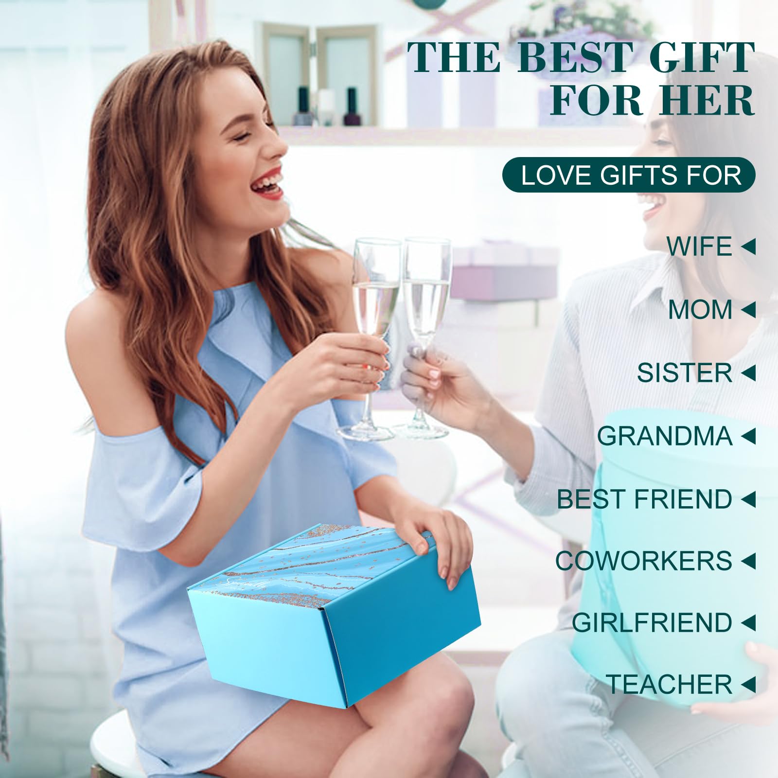 Relaxing Spa Gift Basket Set for Women - Birthday Gifts for Her, Mom, Grandma, Daughter, Sister, Wife, Girlfriend & Coworkers - Unique Bath Set with Essential Oils, Bath Bombs & More (Blue) - Perfect for Self-Care, Mother's Day, Anniversary & Thank You Gifts