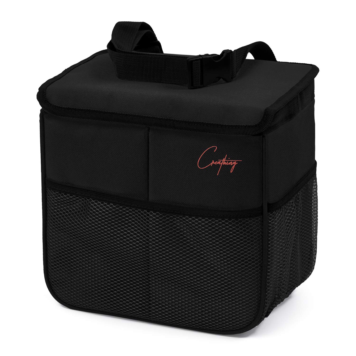 Foldable Waterproof Car Trash Can - 2 Gallon Organizer Bag for Console & Seat | Medium Black Auto Garbage Bin | Perfect for Road Trips, Commuting & Keeping Your Vehicle Clean