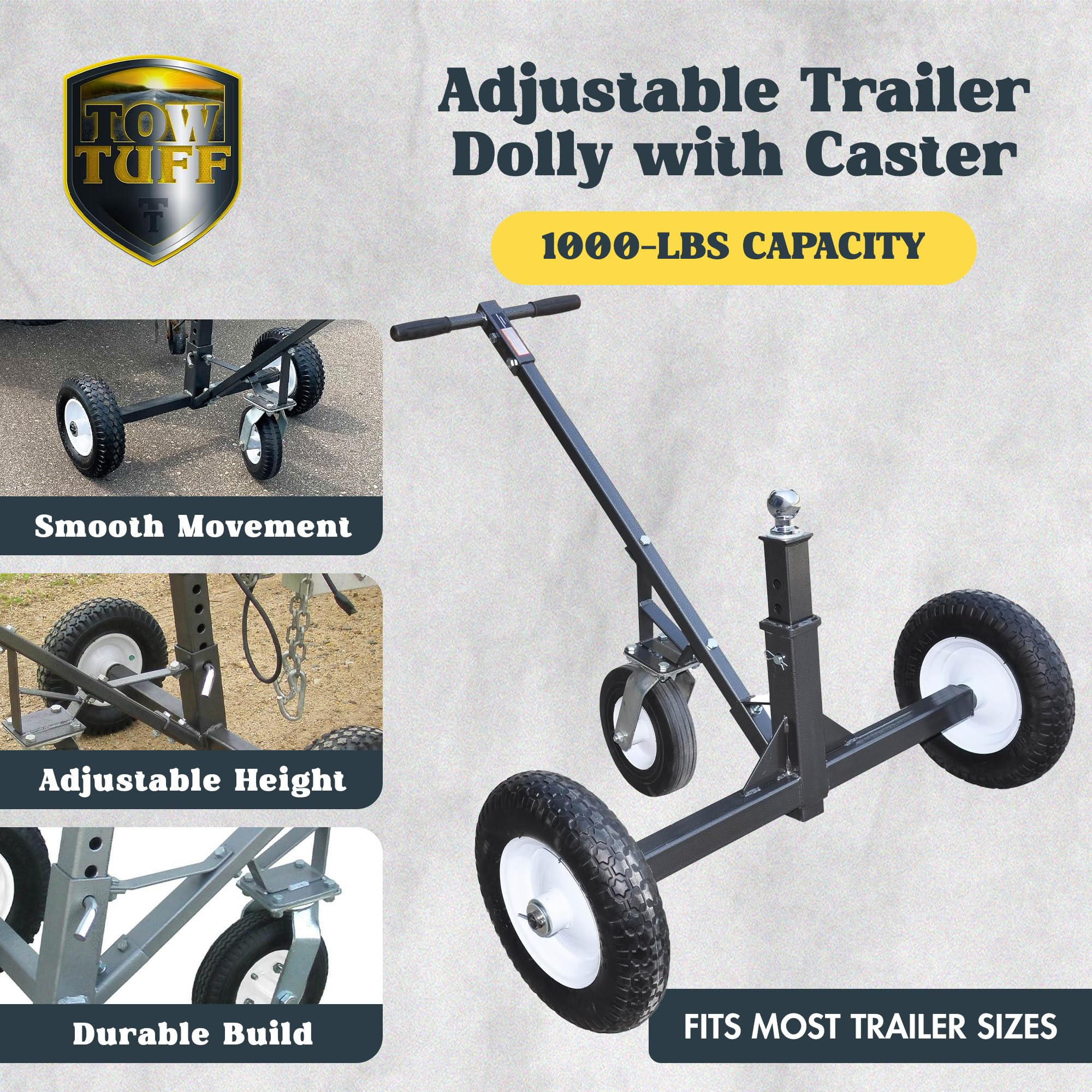 Heavy-Duty Adjustable Steel Trailer Dolly with 16