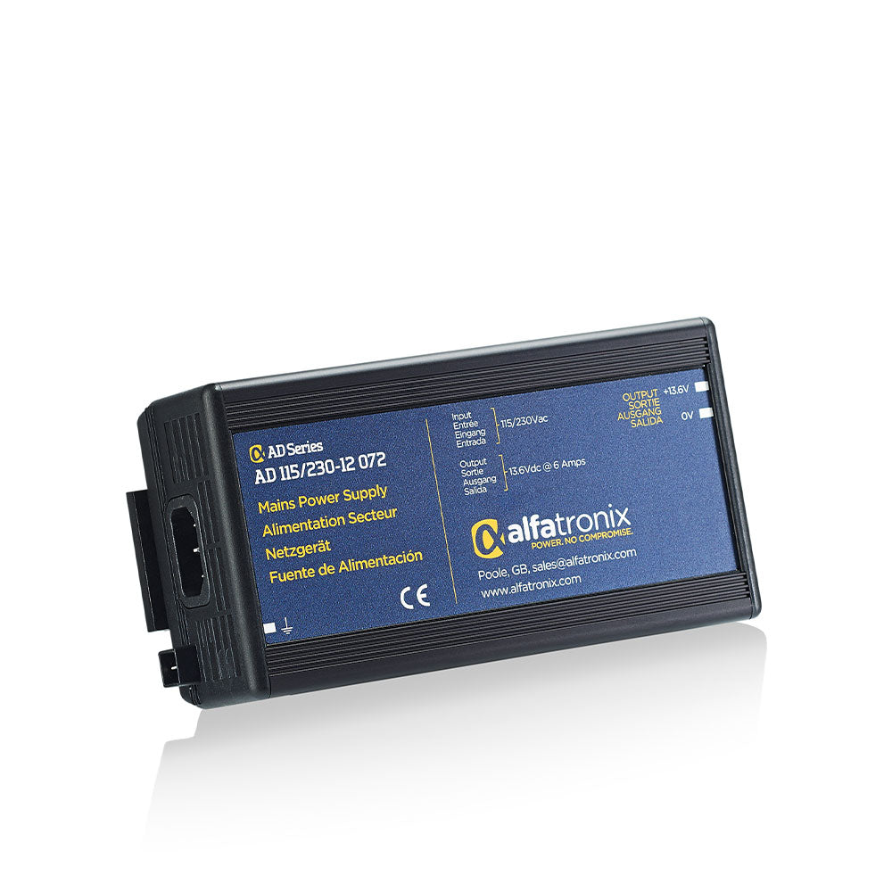 Alfatronix AD Series 12V 72W (6A) Power Supply - 115V/230V Input - Ideal for CCTV, Security Systems & Industrial Equipment