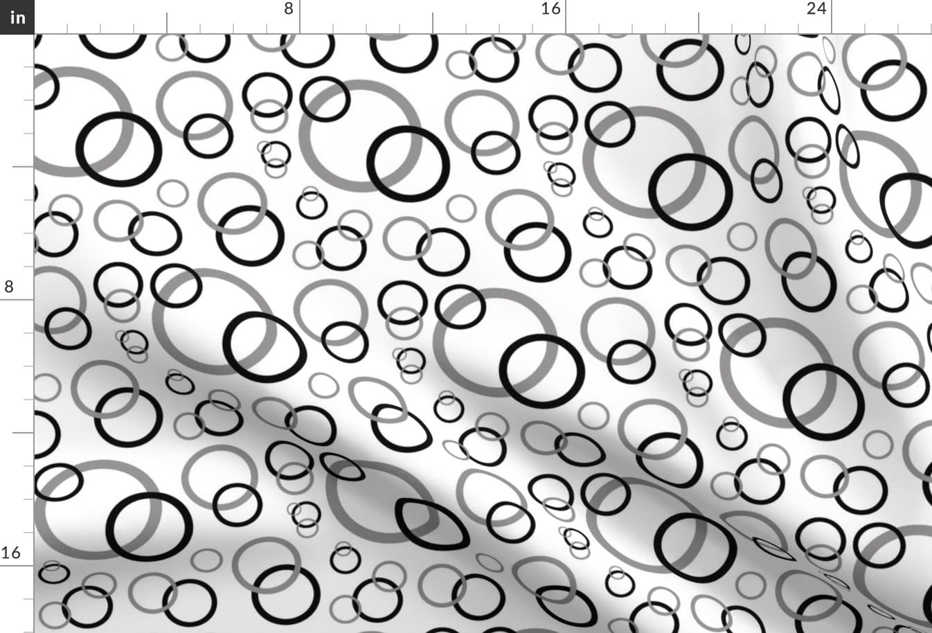 Black Gray Geometric Circle Abstract Modern Art Printed Velvet Upholstery Fabric - Fat Quarter for Home Decor, Apparel & DIY Projects | Soft Durable Material for Curtains, Pillows, Clothing & Crafting