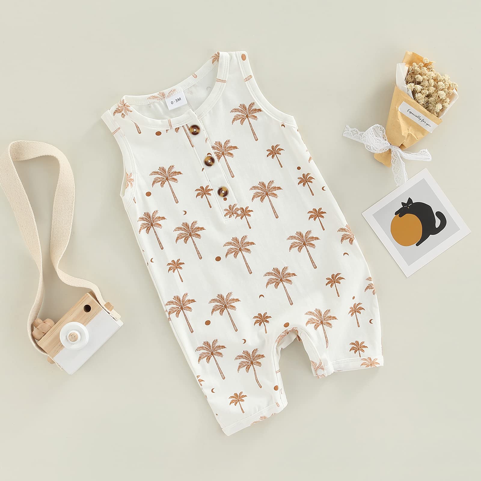 HengShunRui Baby Romper Sleeveless Jumpsuit - Cute Print Outfit for Newborn Boys & Girls 0-12 Months | Summer Infant Clothes for Playtime, Beach & Family Photos