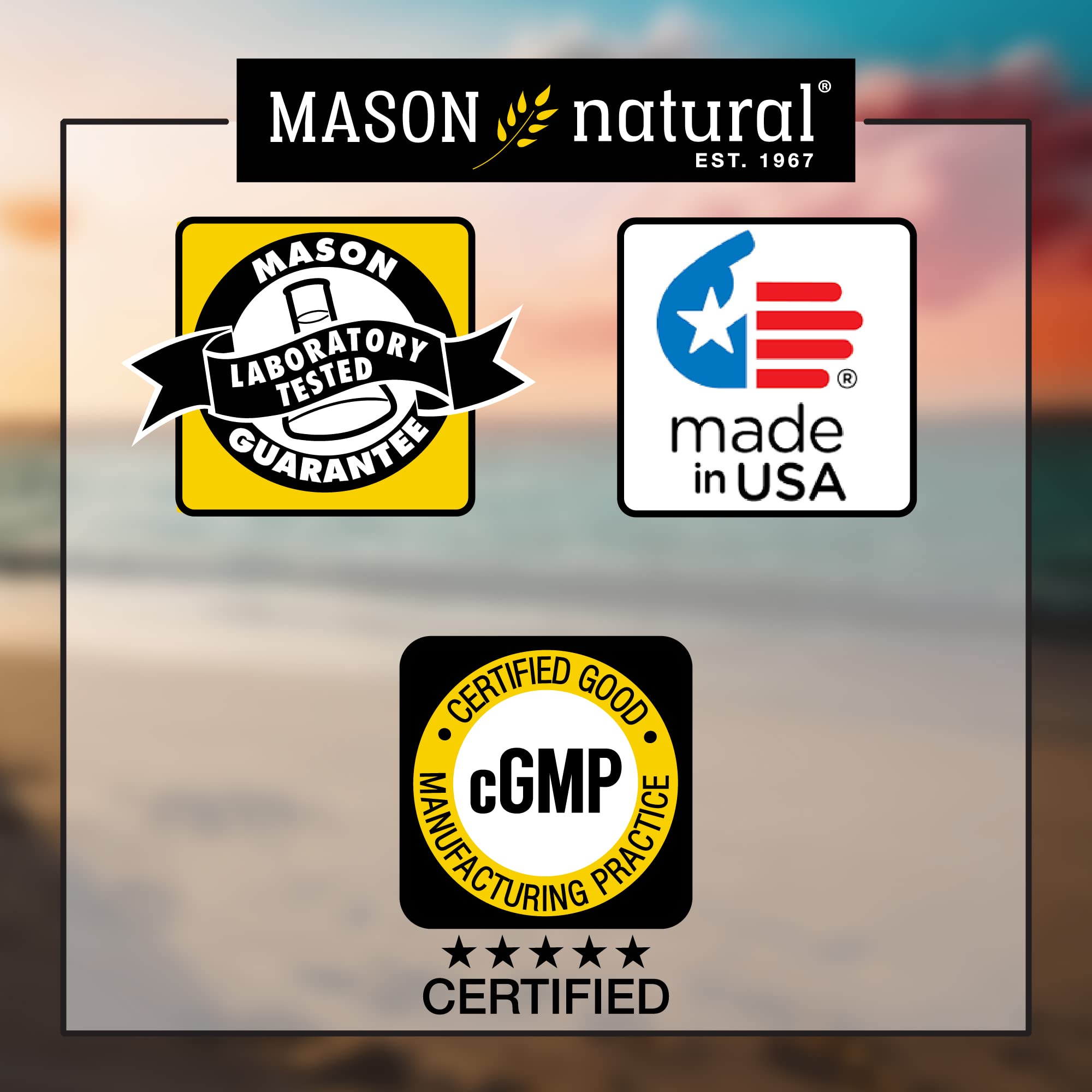 Mason Natural Body Hair Skin & Nails Supplement - 120 Capsules (2 Pack) | Biotin Collagen & Vitamins for Healthy Hair Growth, Strong Nails & Glowing Skin | Daily Beauty Support for Women & Men