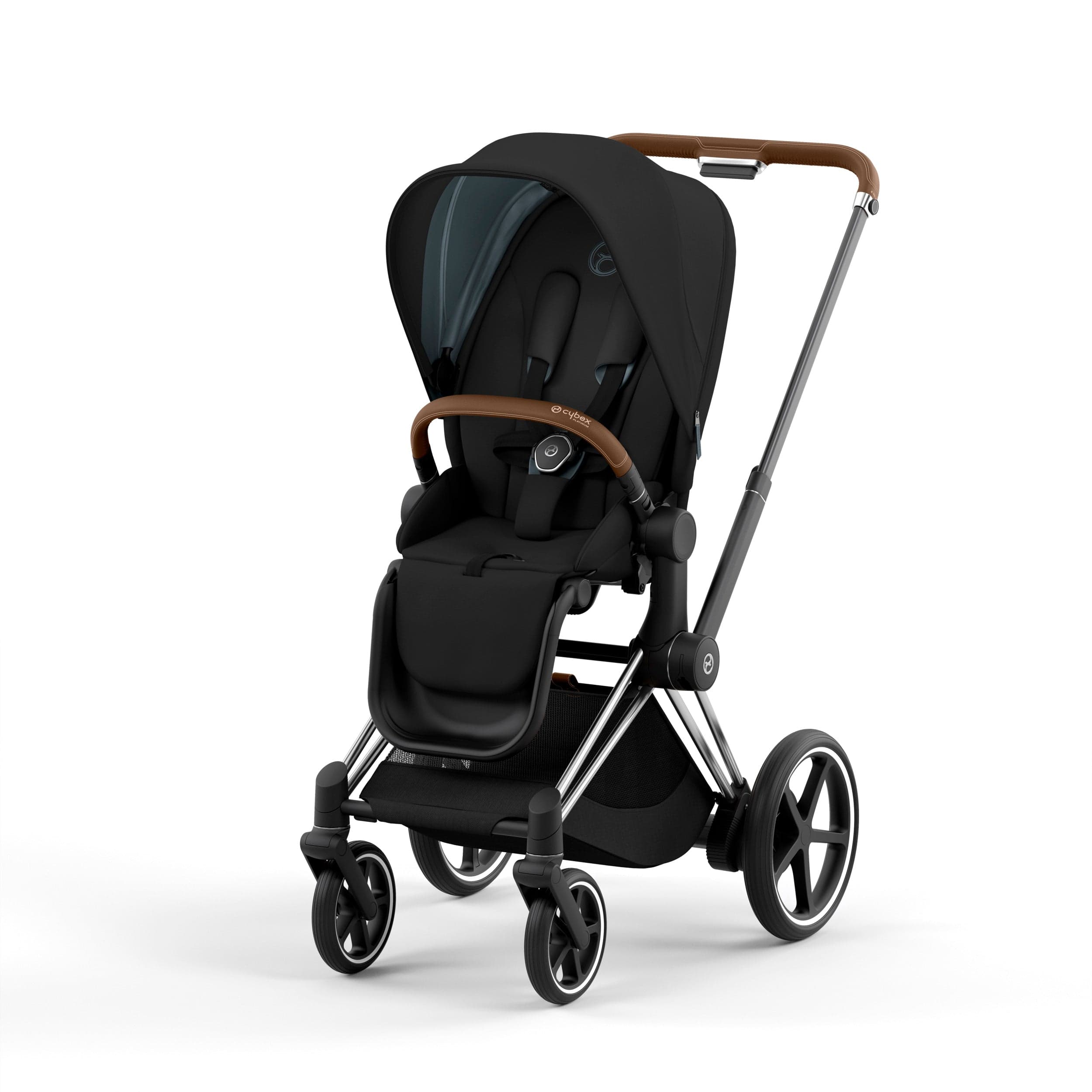 Cybex ePriam 2 Complete Stroller - Lightweight Chrome/Brown Baby Stroller with Adjustable Seat | Perfect for City Walks, Shopping & Travel