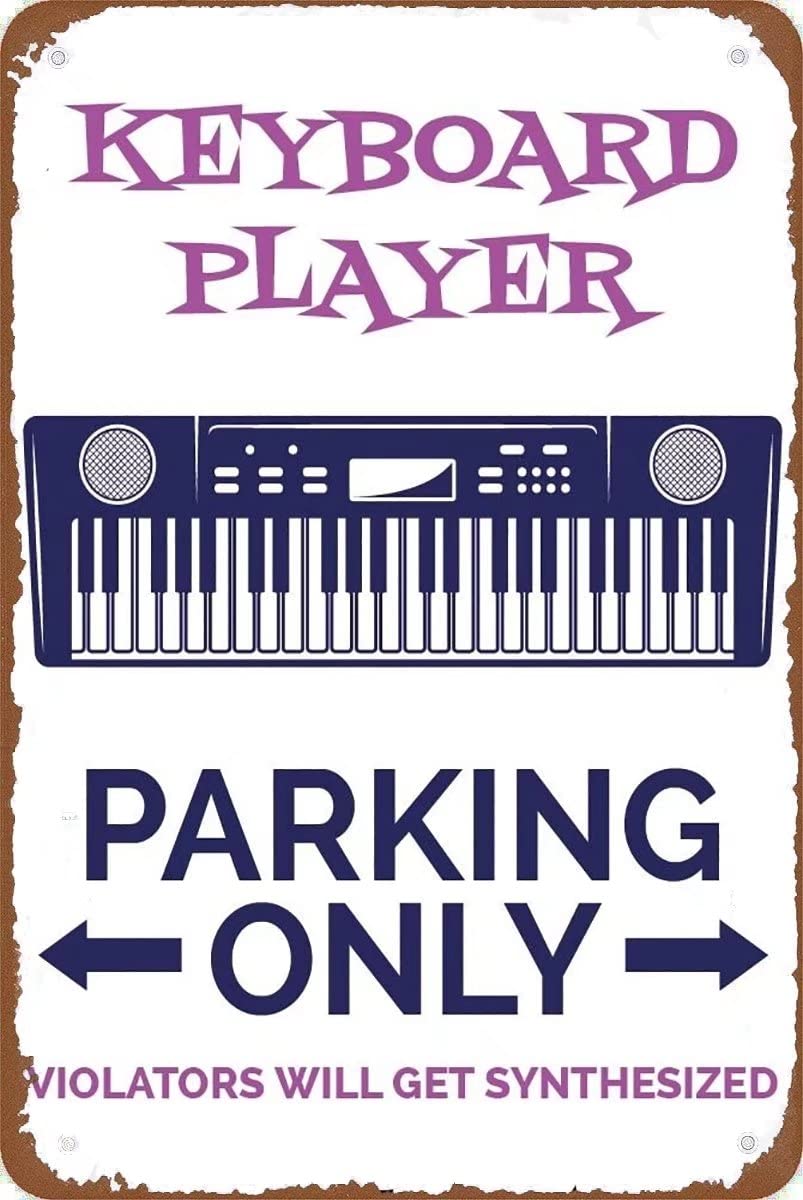 8x12 Inch Keyboard Player Tin Sign - Musician Gift for Piano Lovers - Home & Studio Decor