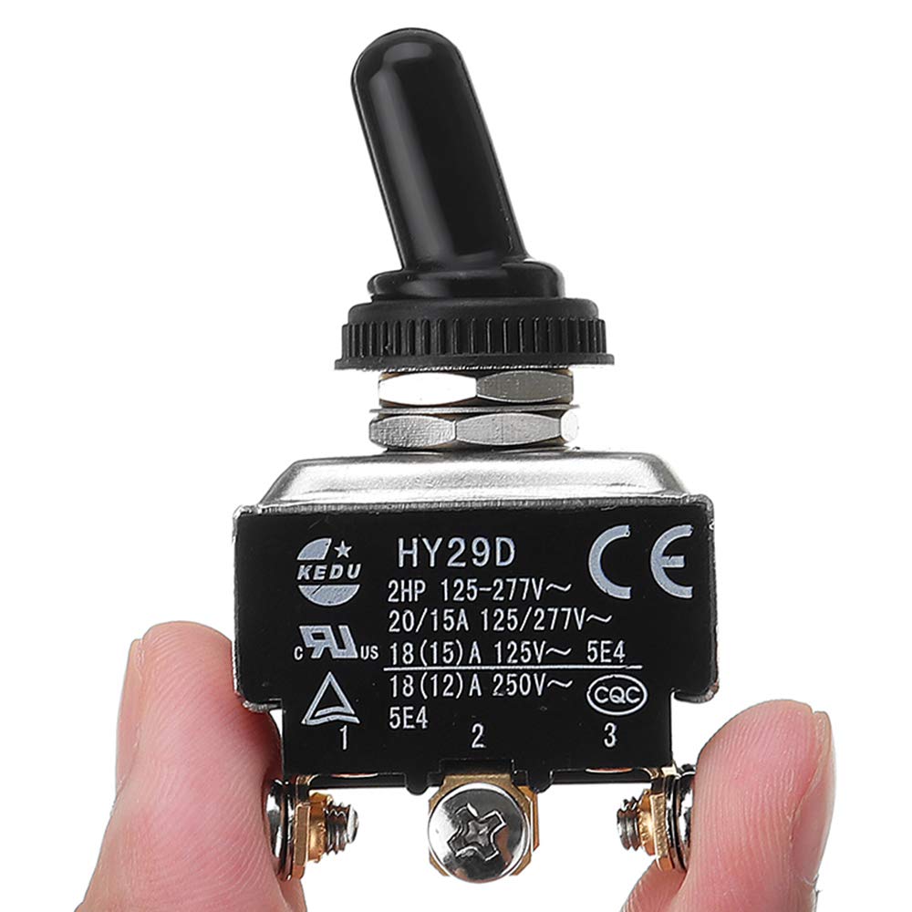 KEDU HY29D 125V/250V DPDT On-On Silver Contacts 6 Pin Momentary Screw Toggle Switch - Heavy Duty Electrical Switch for Industrial Equipment, Automotive, and Home Appliances