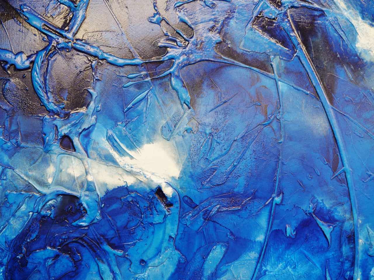 Blue Ink Textured Abstract Painting - 190cm x 100cm Sapphire Wash Canvas Wall Art for Living Room, Bedroom & Office Decor | Modern Large Artwork