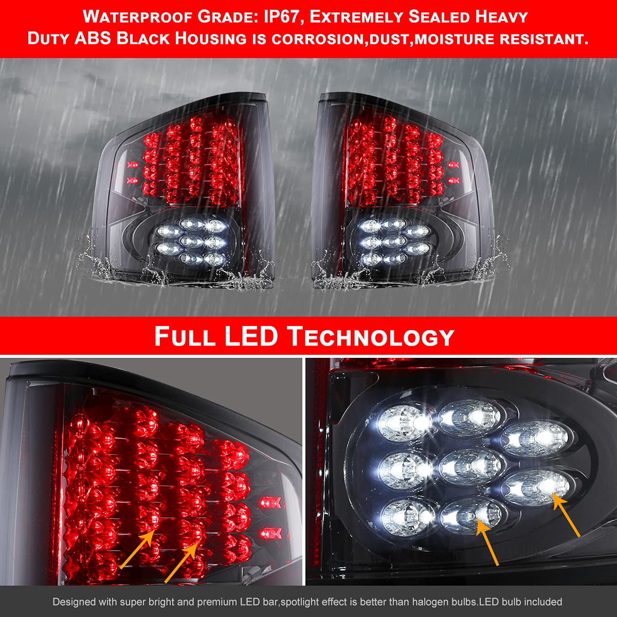 Nixon Offroad LED Tail Lights for Chevy S10 1994-2004, GMC Sonoma 1994-2004 & Isuzu Hombre 1996-2000 - Chrome Housing with Smoke Lens - Direct Replacement Rear Lamps Assembly - Perfect for Off-Roading, Night Driving & Truck Customization