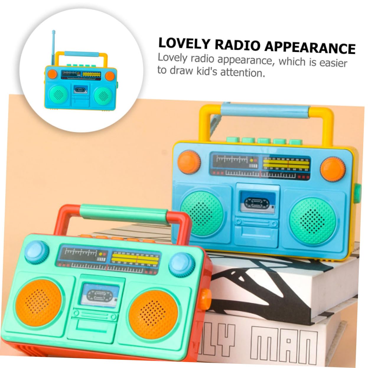 Vintage Analog Pretend Play Radio Toy for Kids - Interactive Puzzle & Riddles Learning Game, Cartoon ABS Blue - Perfect for Imaginative Play & Early Childhood Development