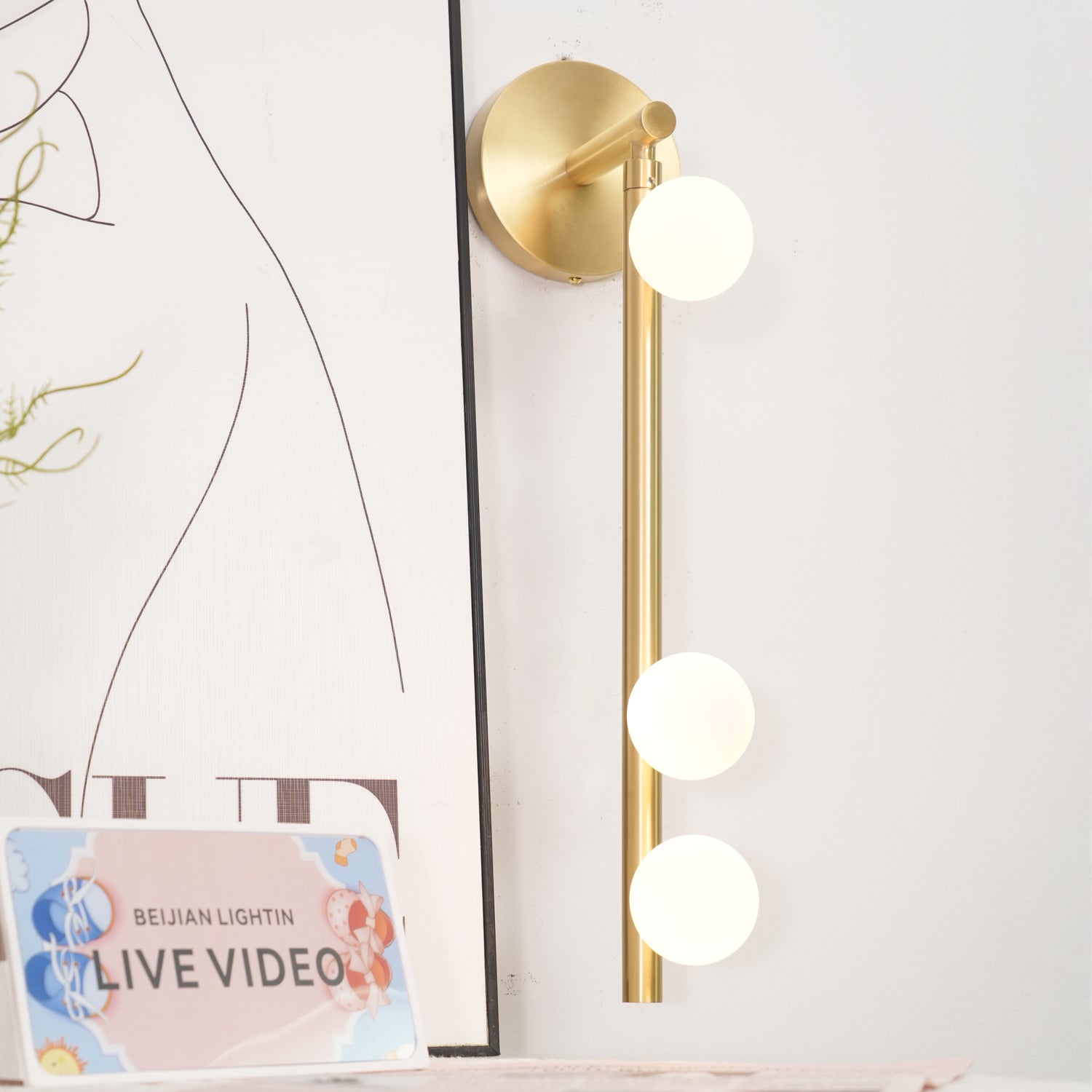 Vintage Brass Wall Sconce with Glass Tube Shade - Plug in Wall Lamp for Bedroom, Living Room, or Hallway Lighting